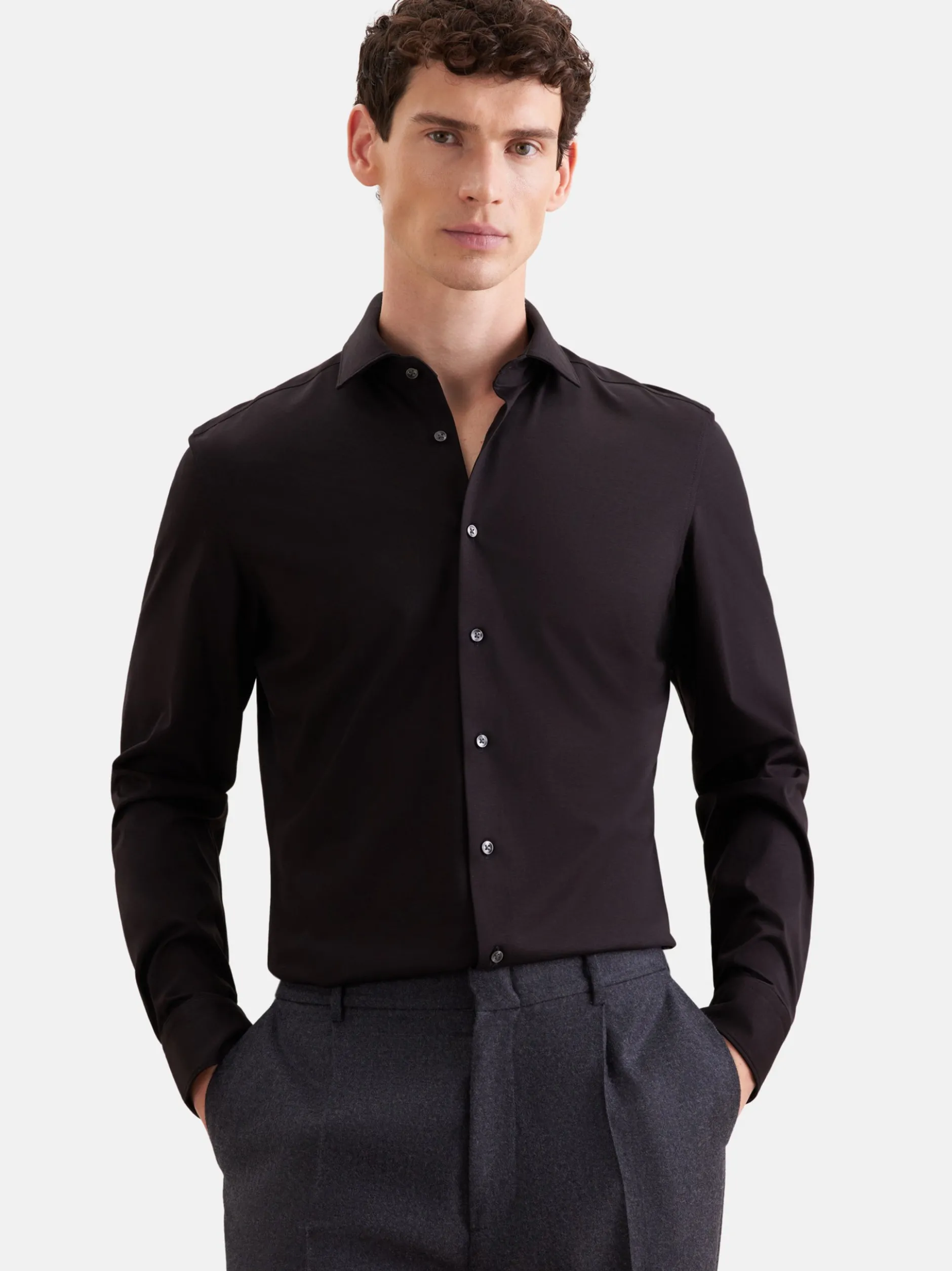 Seidensticker Herren Jerseyhemd - Shaped Fit in schwarz