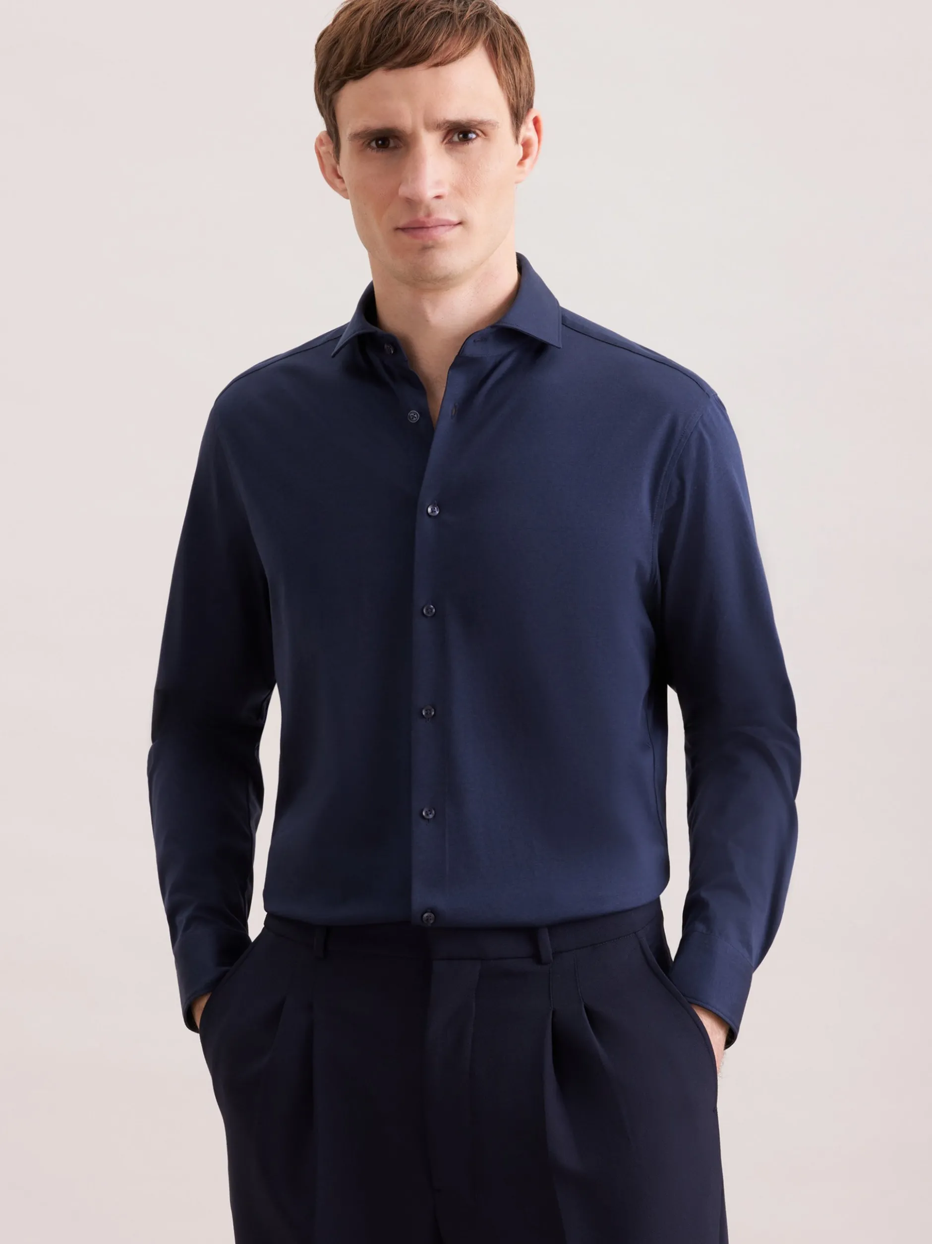 Seidensticker Herren Jerseyhemd - Regular Fit in blau