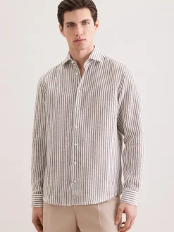 Seidensticker Herren Leinenhemd - Regular Fit in oliv