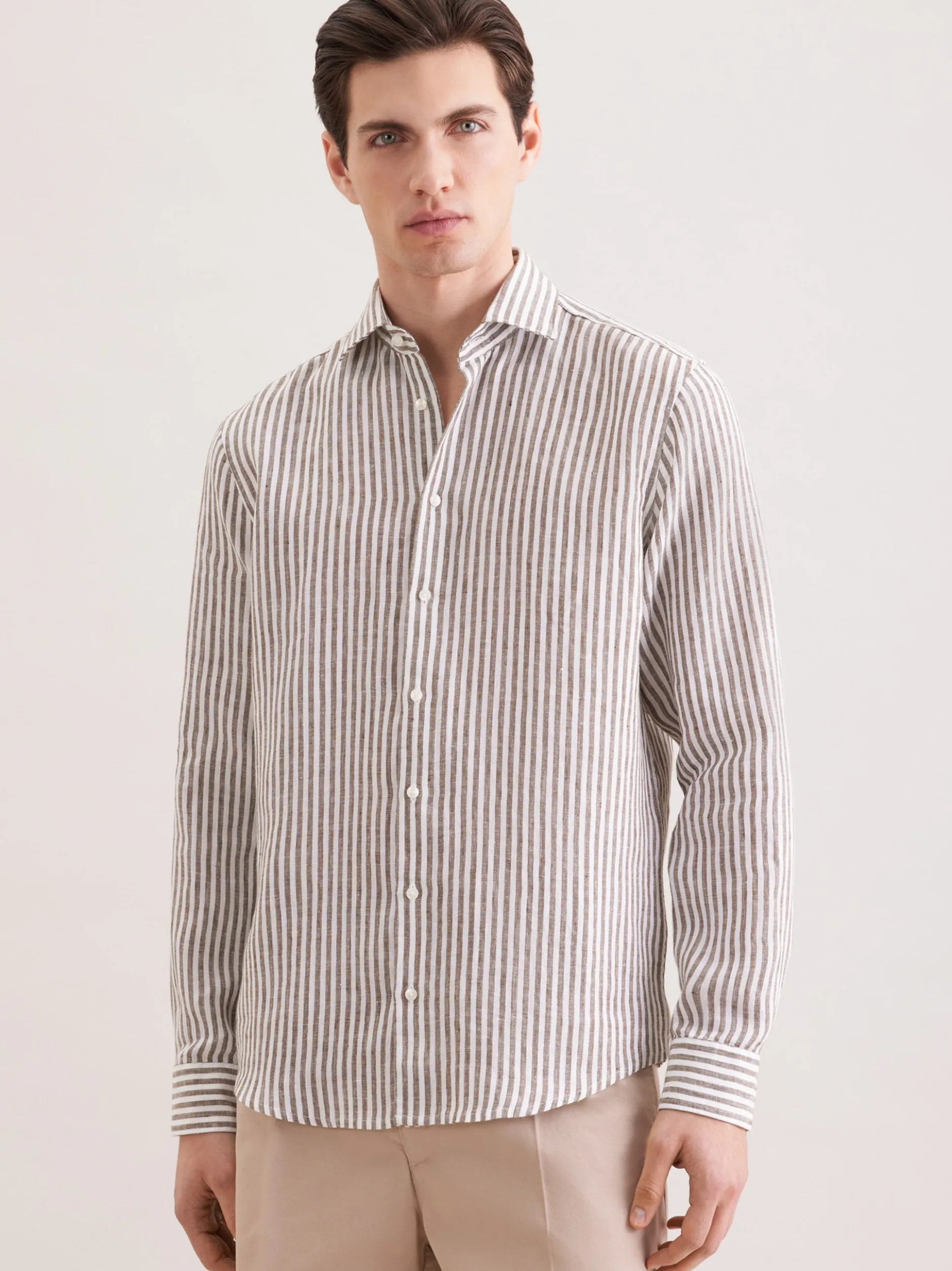 Seidensticker Herren Leinenhemd - Regular Fit in oliv