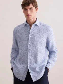 Seidensticker Herren Leinenhemd - Regular Fit in blau