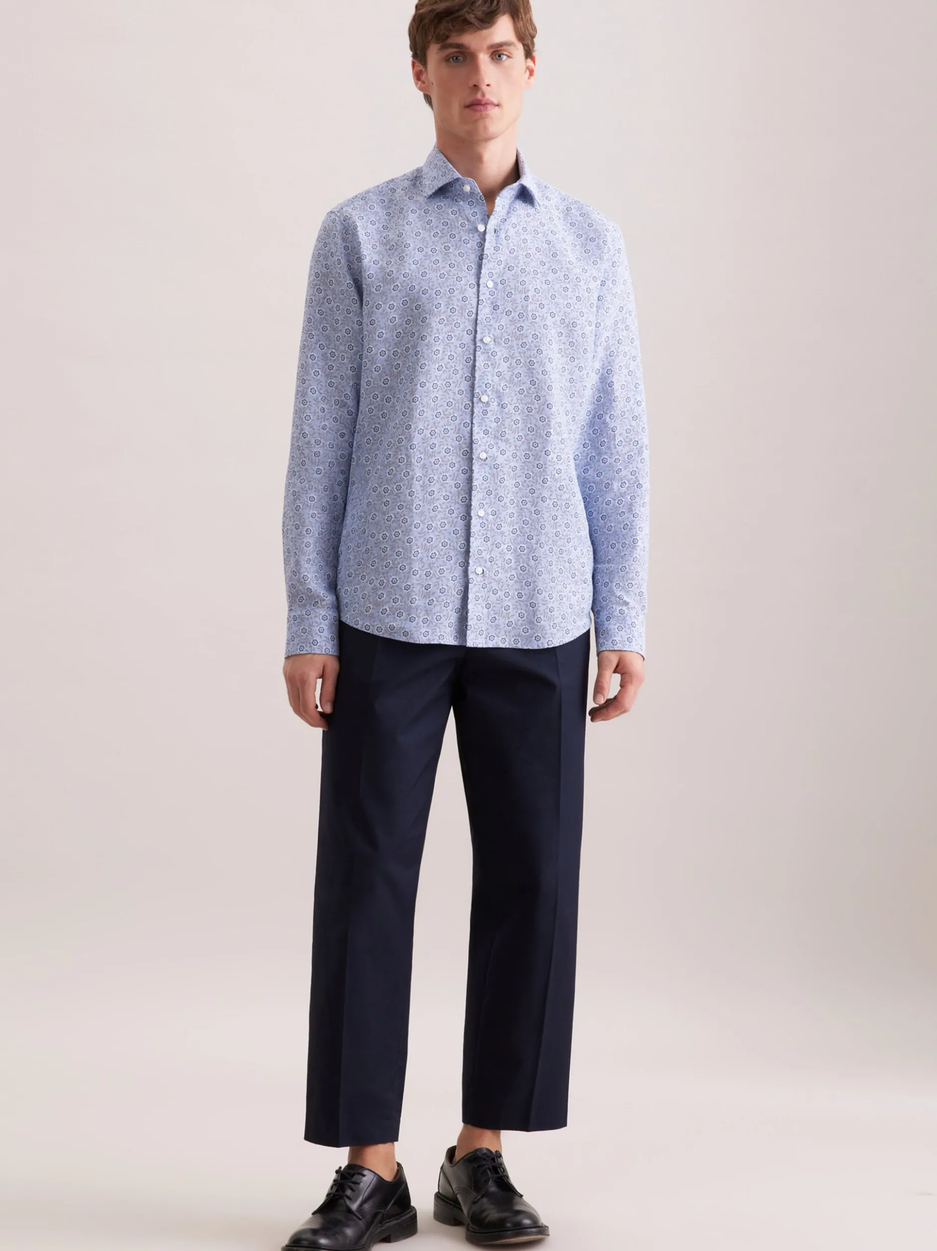 Seidensticker Herren Leinenhemd - Regular Fit in blau
