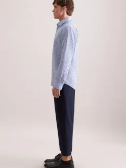 Seidensticker Herren Leinenhemd - Regular Fit in blau