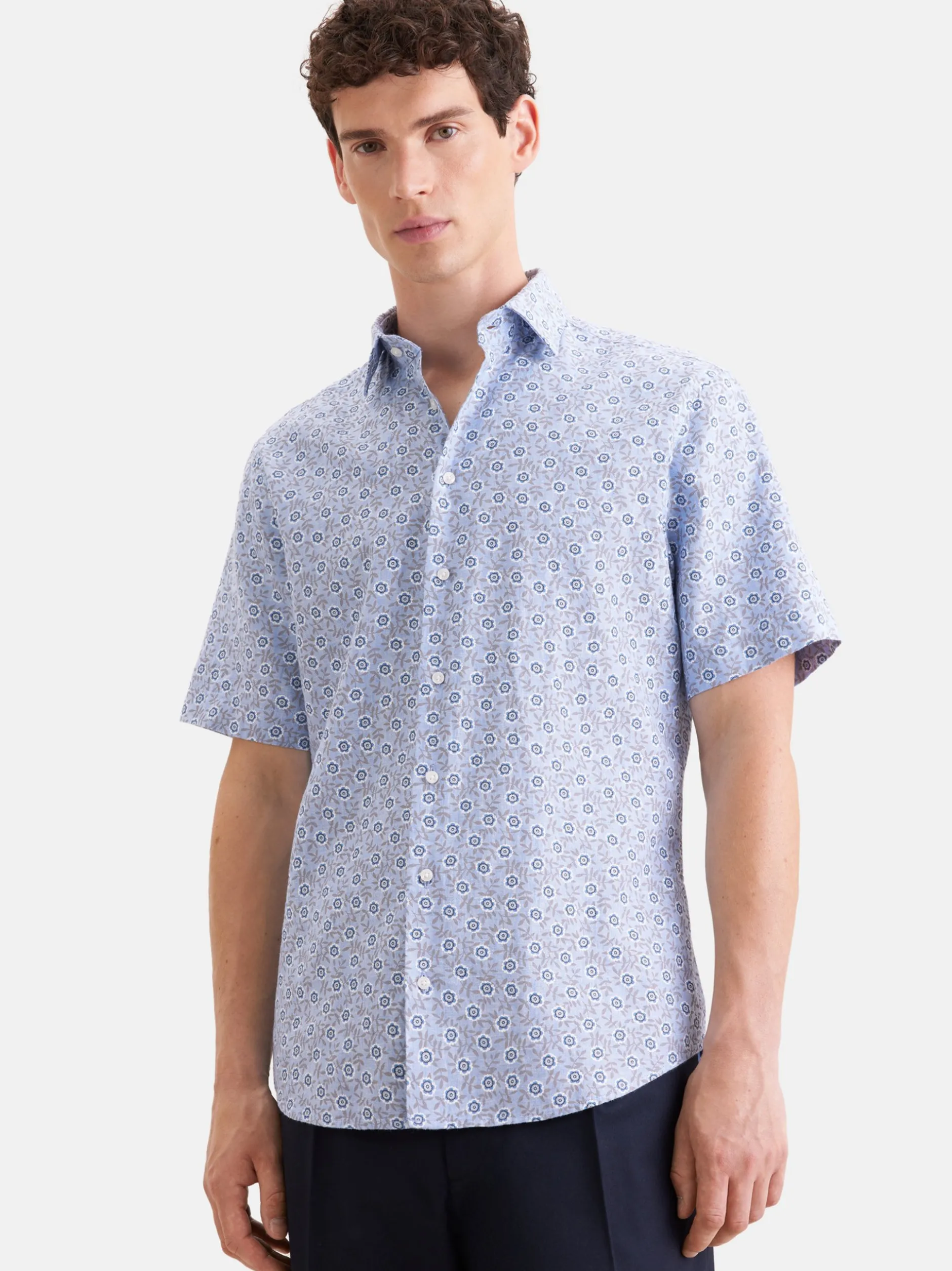 Seidensticker Herren Leinenhemd - Shaped Fit in blau