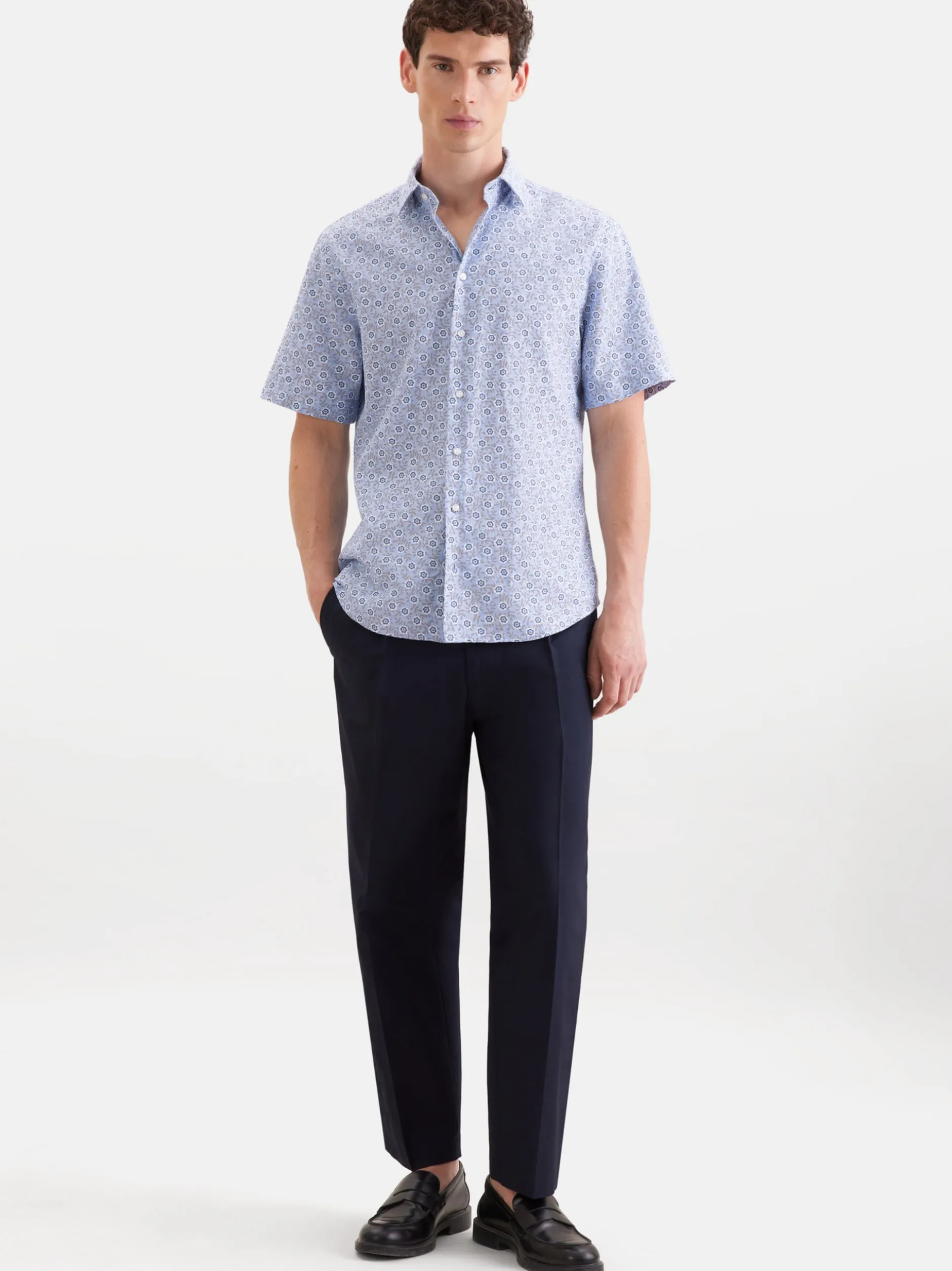 Seidensticker Herren Leinenhemd - Shaped Fit in blau