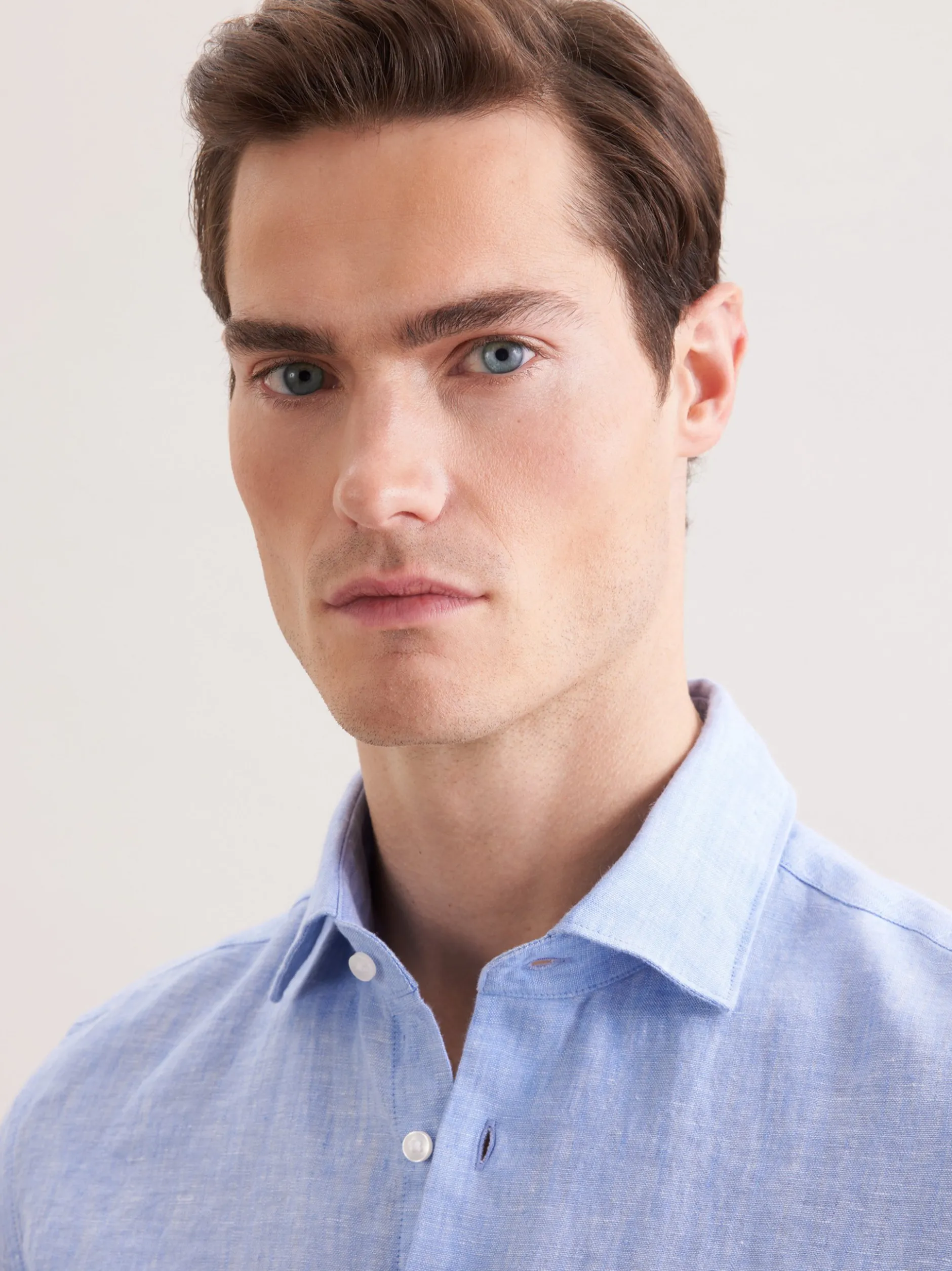 Seidensticker Herren Leinenhemd - Shaped Fit in blau