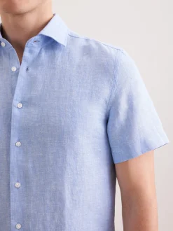 Seidensticker Herren Leinenhemd - Shaped Fit in blau