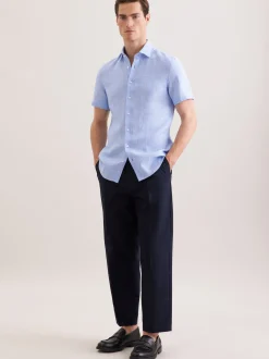 Seidensticker Herren Leinenhemd - Shaped Fit in blau