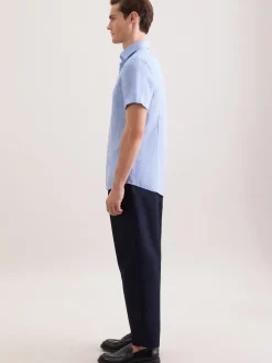 Seidensticker Herren Leinenhemd - Shaped Fit in blau
