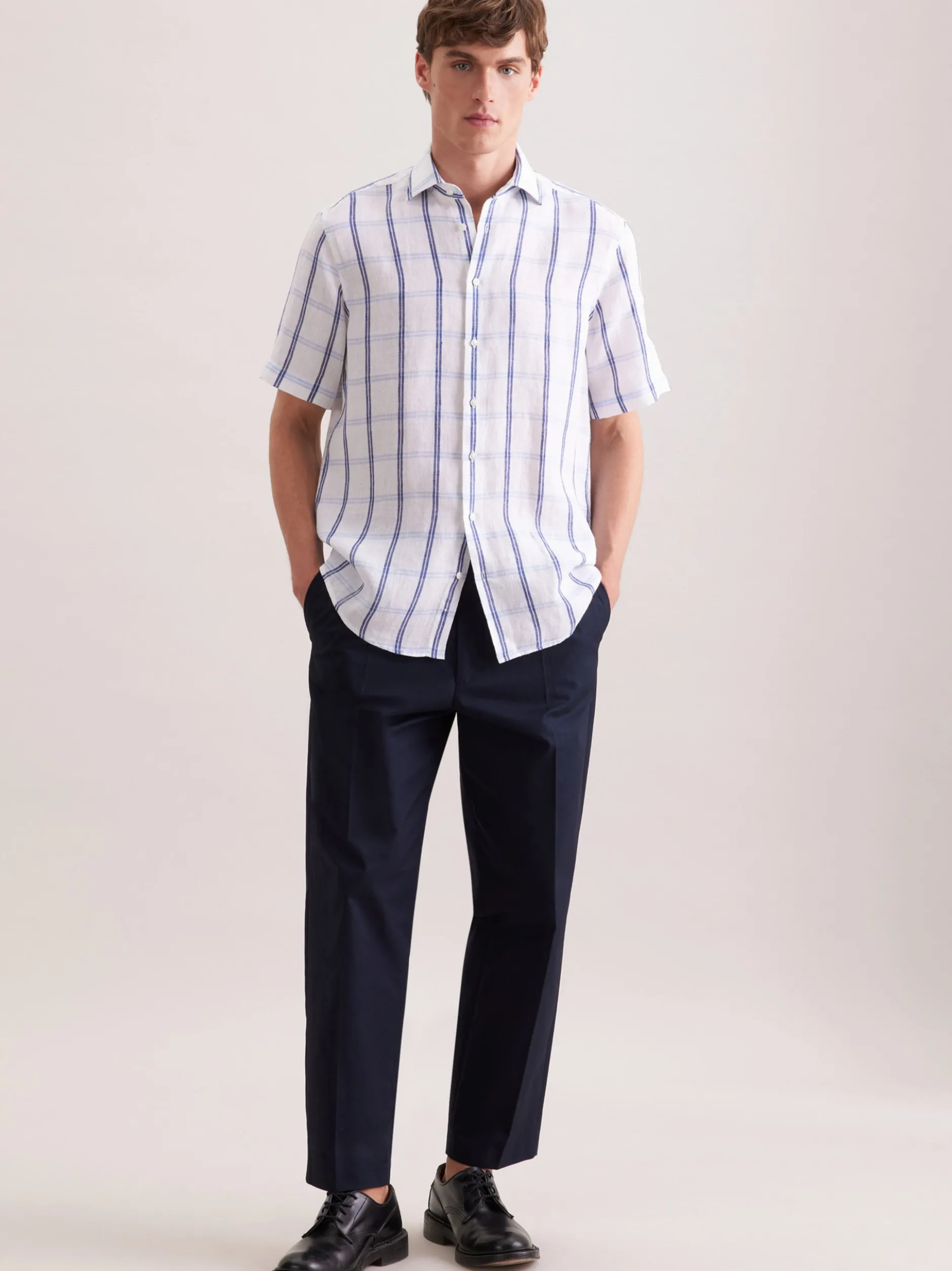 Seidensticker Herren Leinenhemd - Regular Fit in blau