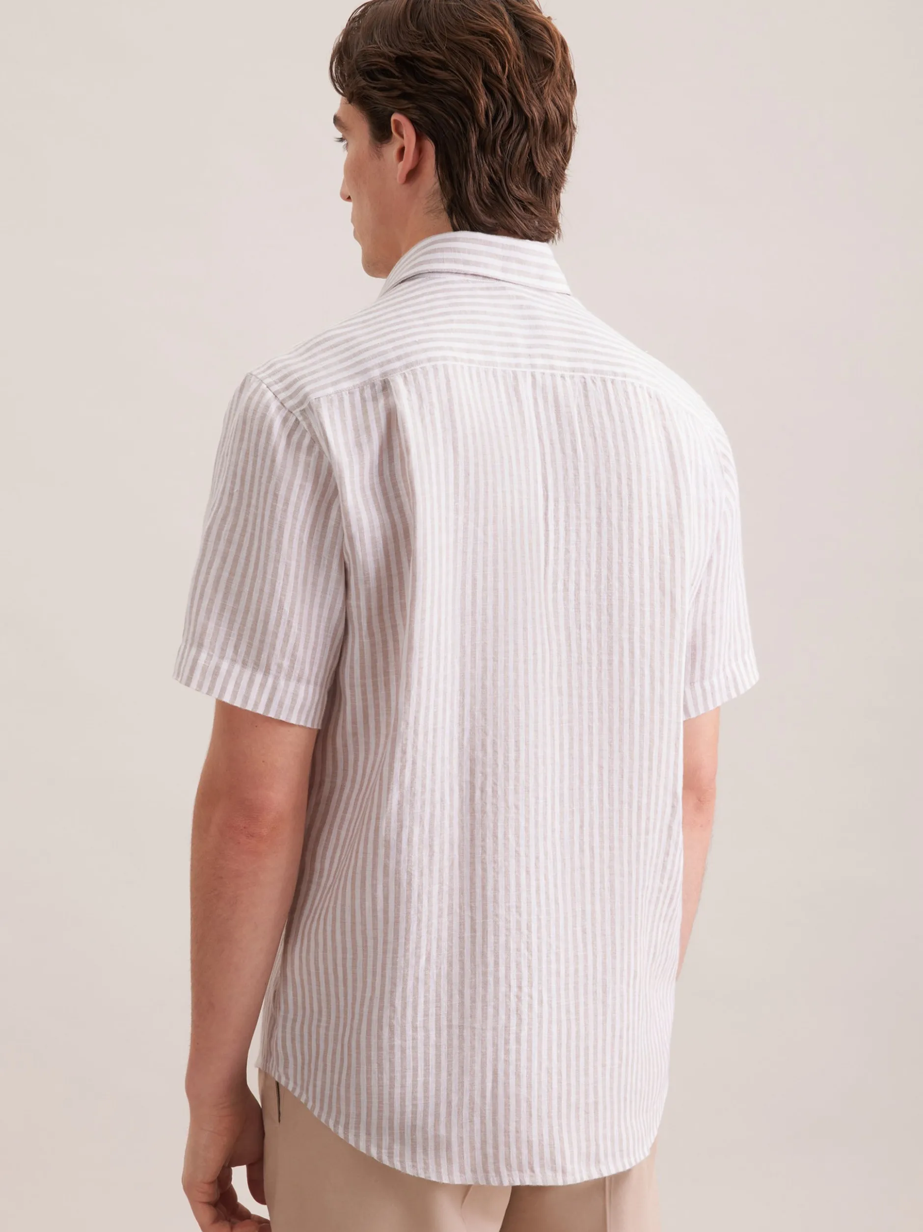 Seidensticker Herren Leinenhemd - Regular Fit in beige weiß