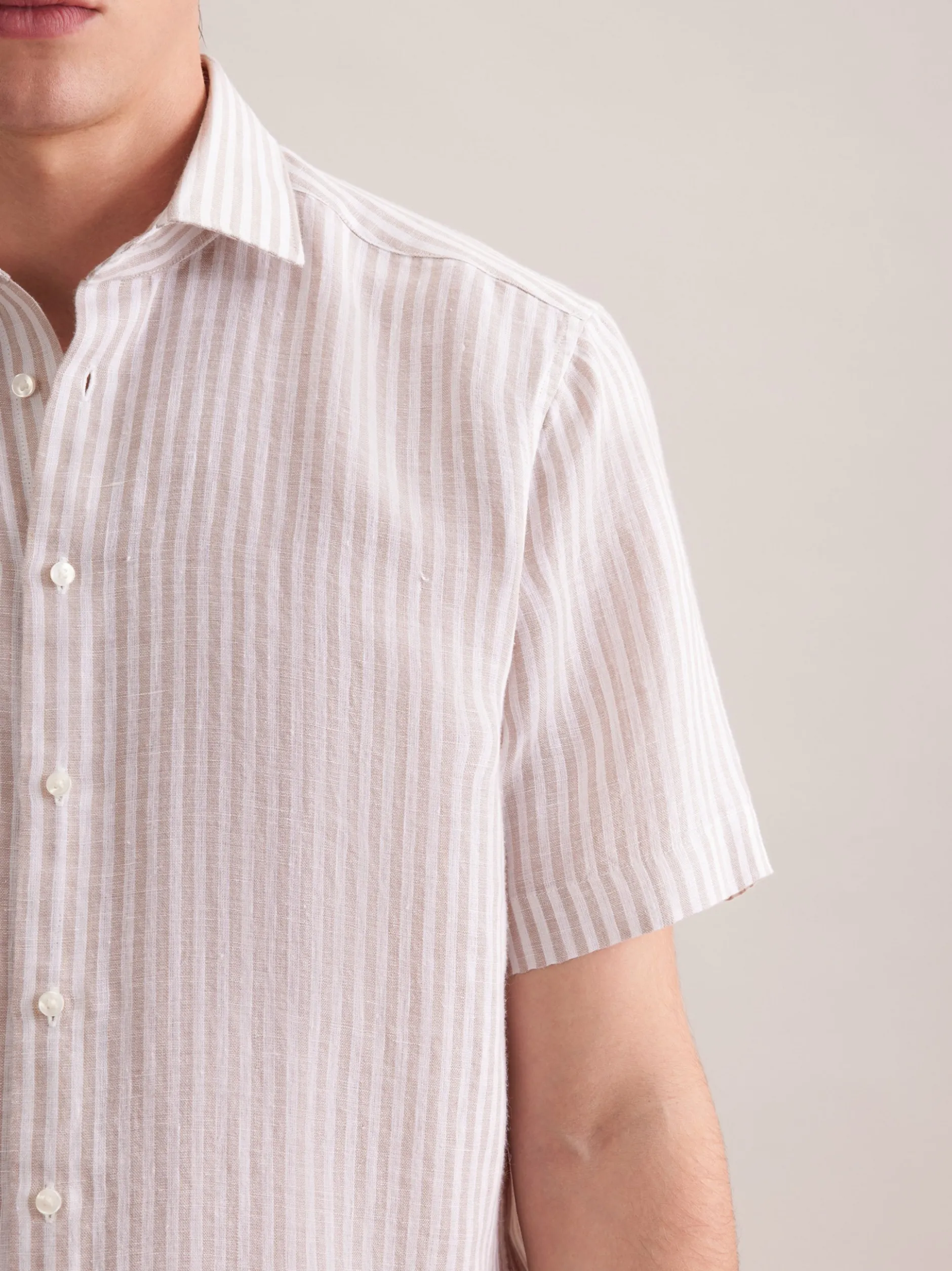 Seidensticker Herren Leinenhemd - Regular Fit in beige weiß