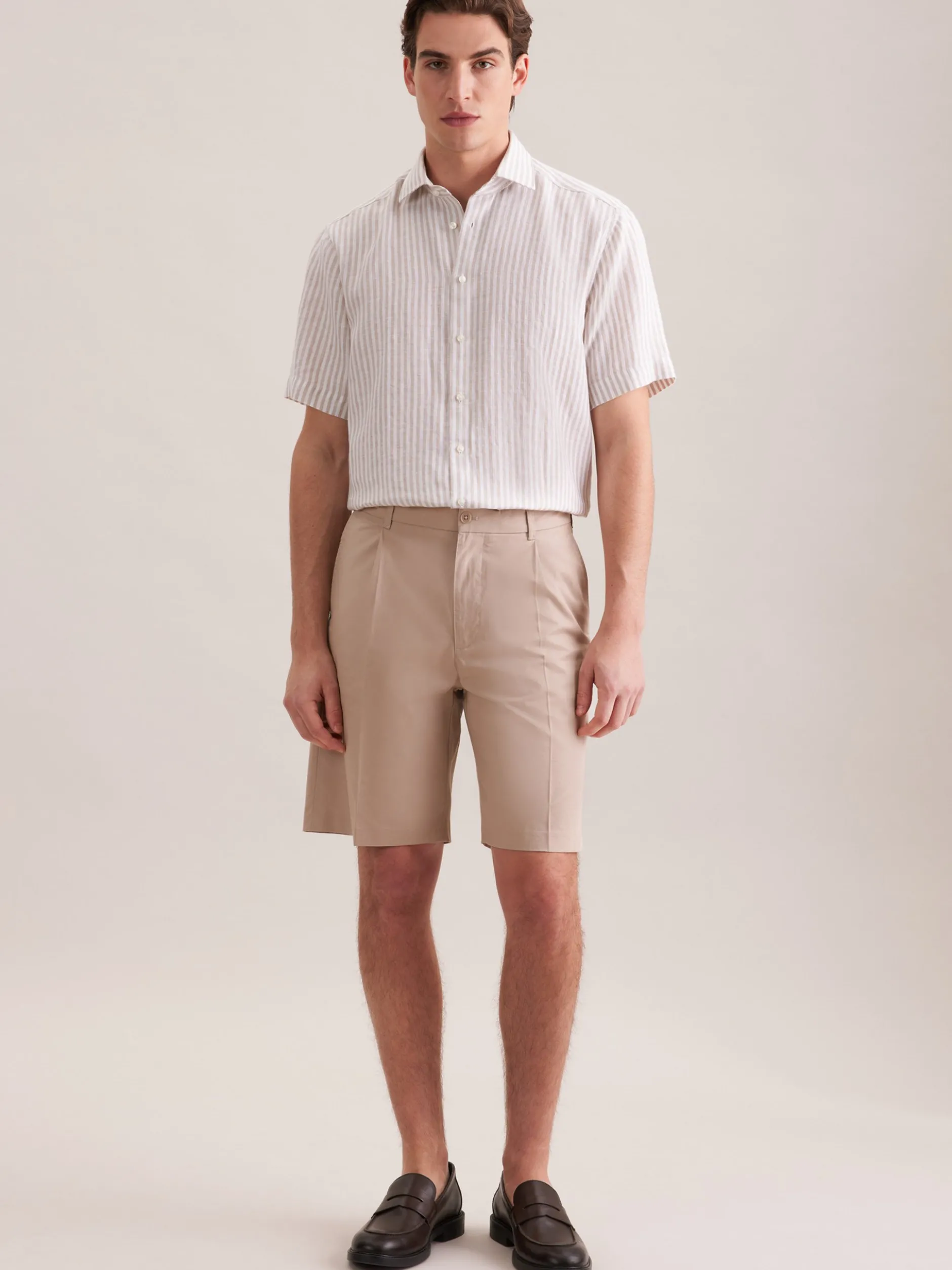 Seidensticker Herren Leinenhemd - Regular Fit in beige weiß