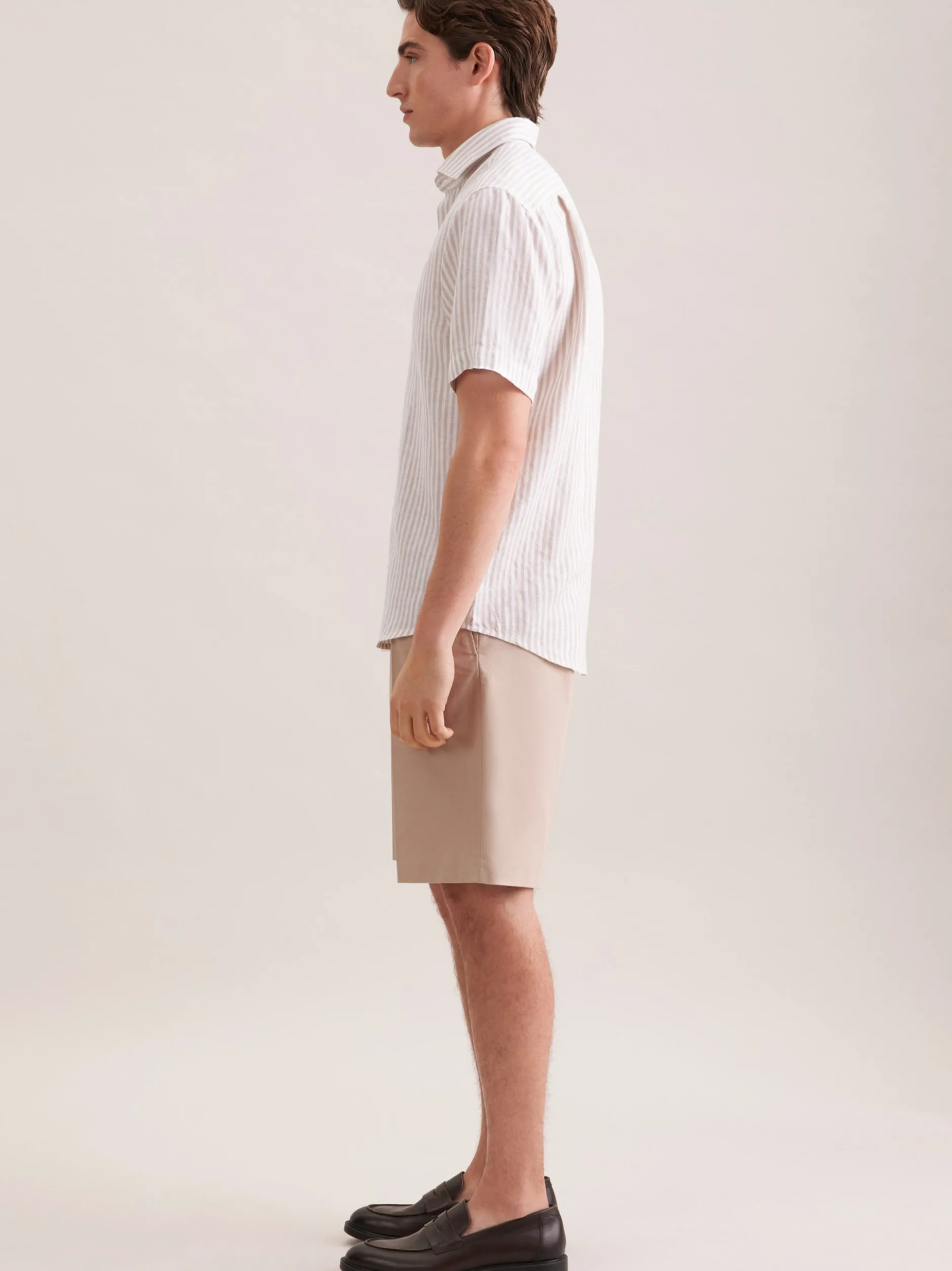 Seidensticker Herren Leinenhemd - Regular Fit in beige weiß