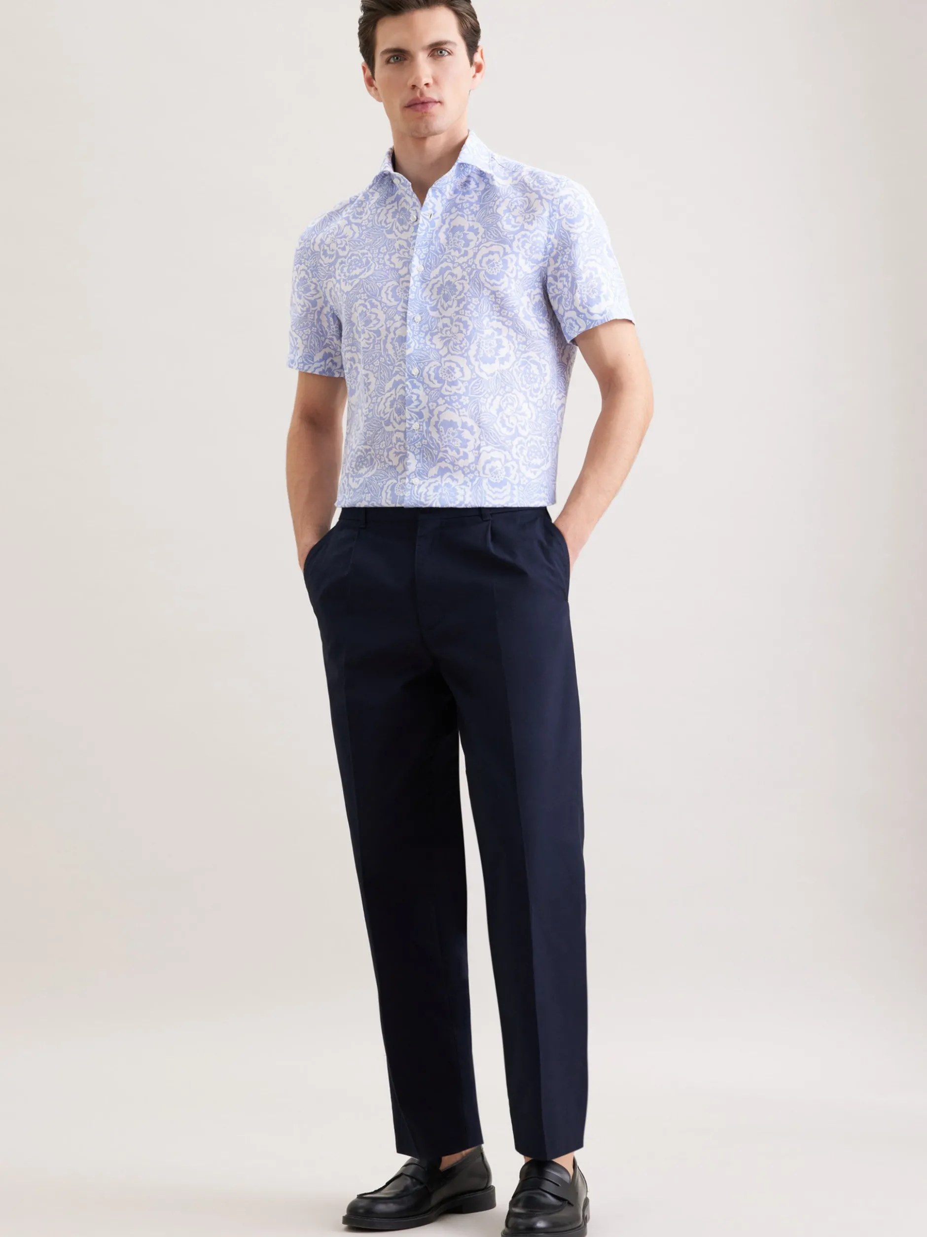Seidensticker Herren Leinenhemd - Slim Fit in hellblau