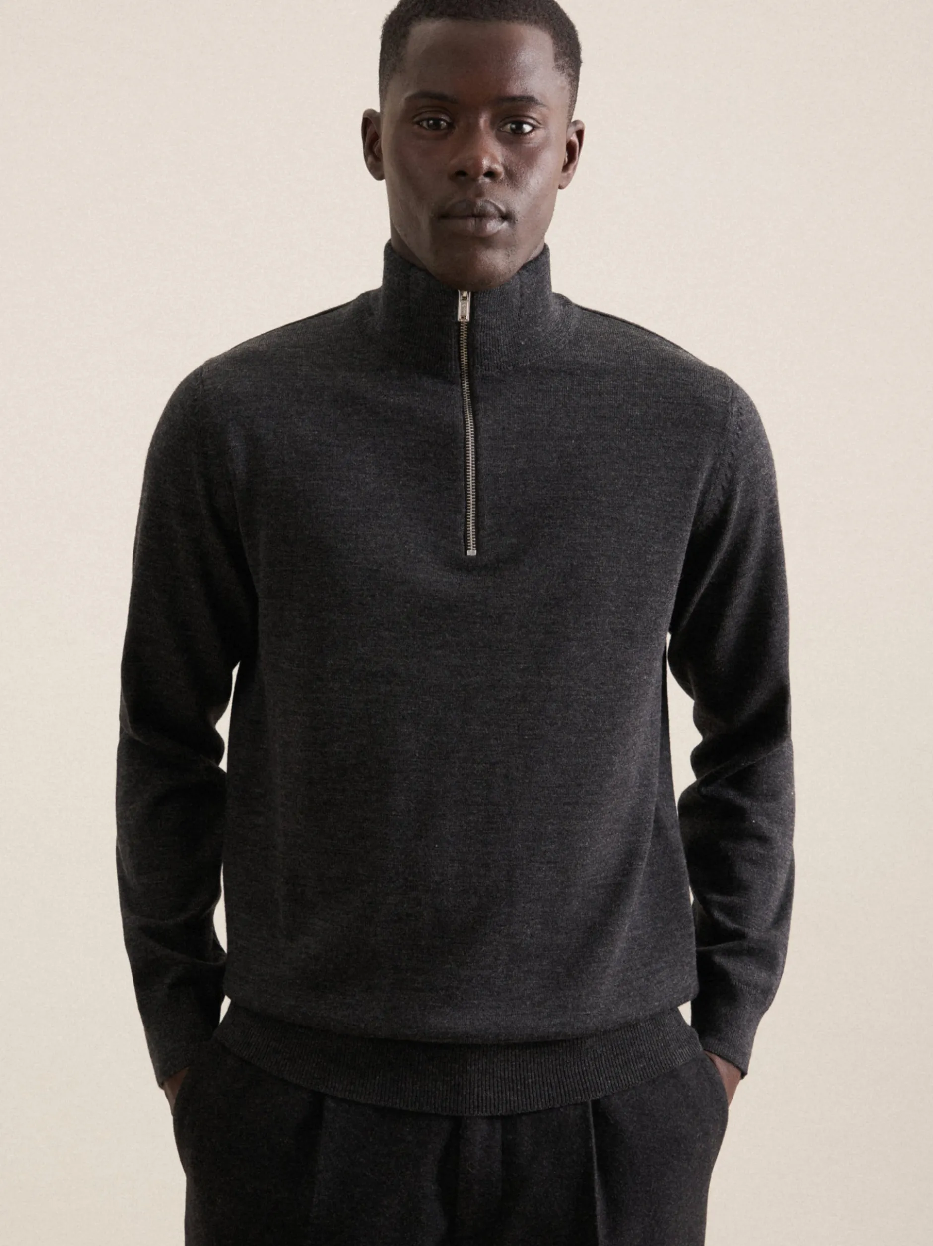 Seidensticker Herren Quarter Zip - Regular Fit in melange