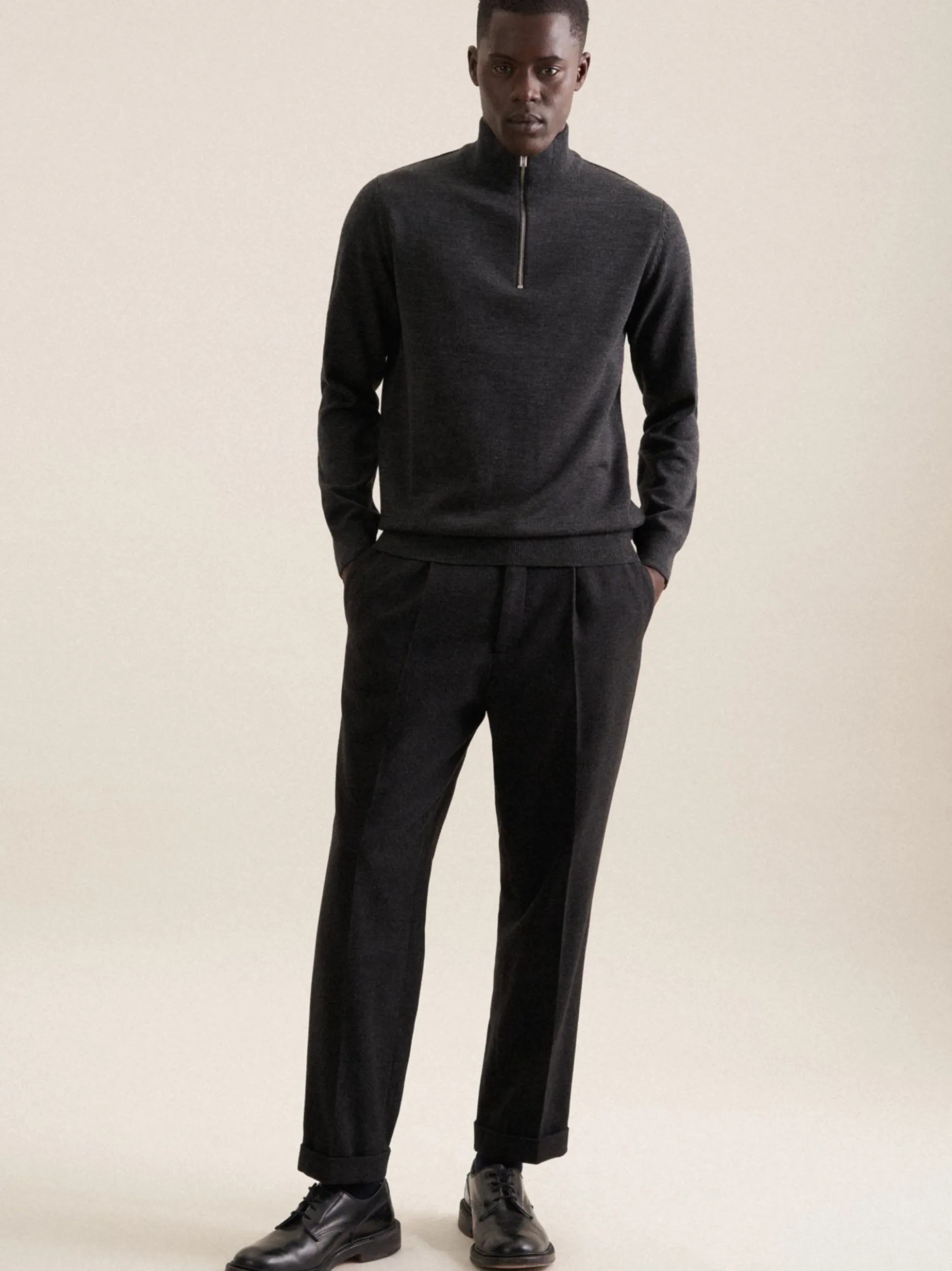 Seidensticker Herren Quarter Zip - Regular Fit in melange