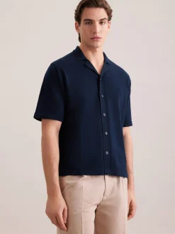 Seidensticker Herren Strick Resort Hemd - Regular Fit in blau