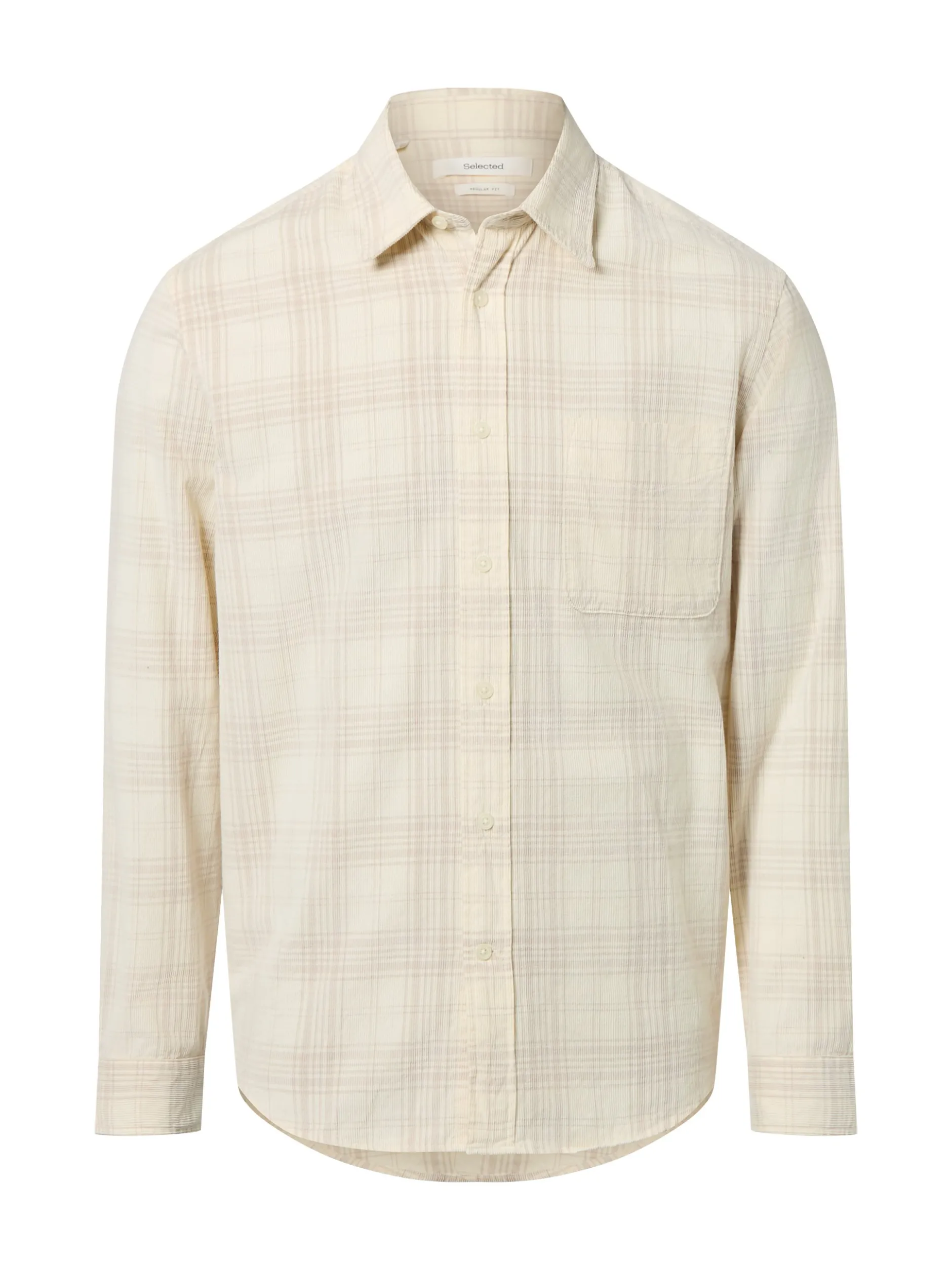 Selected Herren Cord-Hemd in vanille taupe