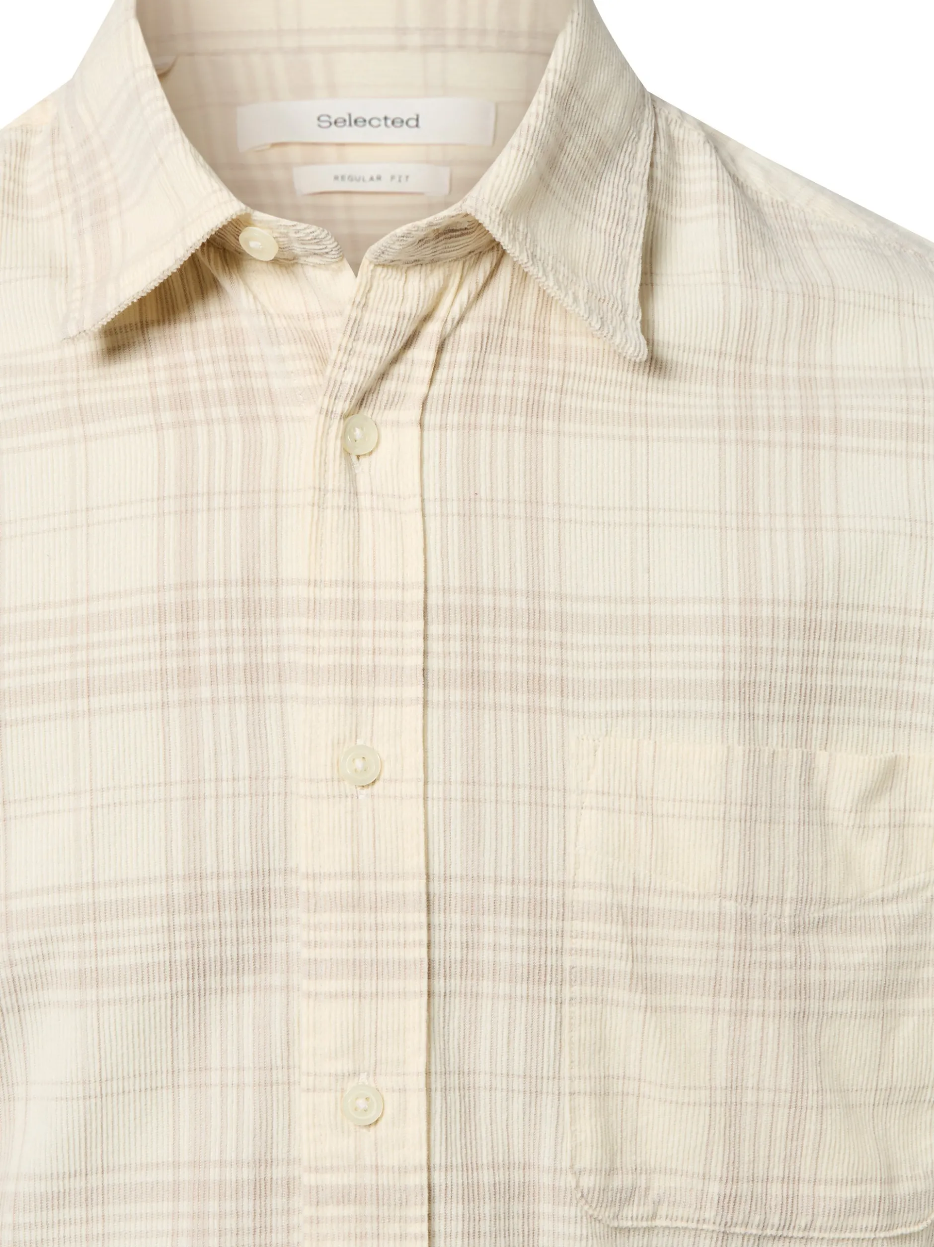 Selected Herren Cord-Hemd in vanille taupe