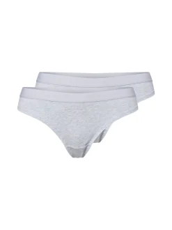 Snocks Damen Brazilian-Slip im 2er-Pack in weiß grau