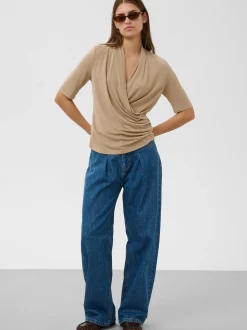 Soaked in Luxury Damen Wickelbluse SLColumbine in beige
