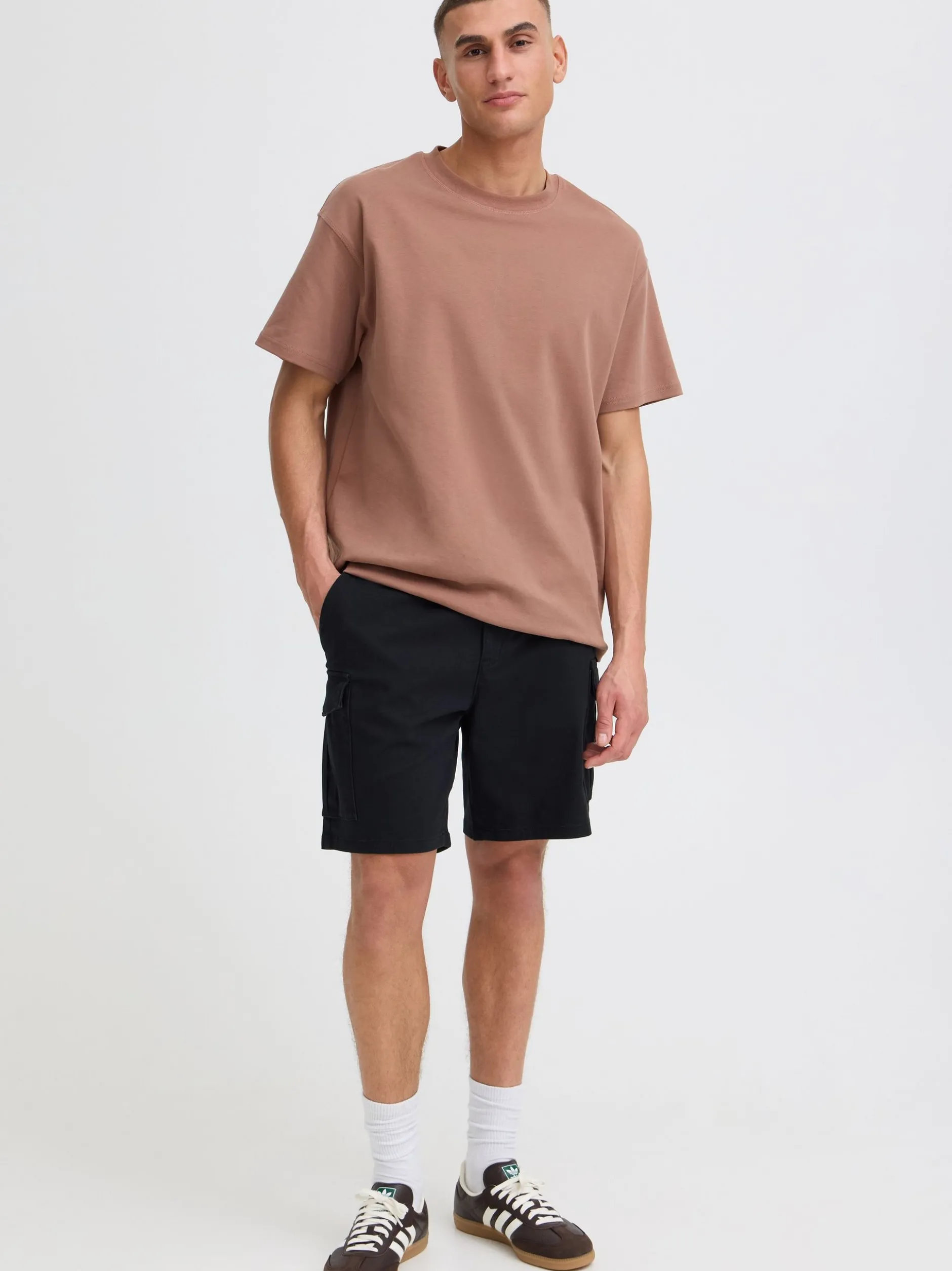 Solid Herren Cargoshorts - SDMohan Stretch in schwarz