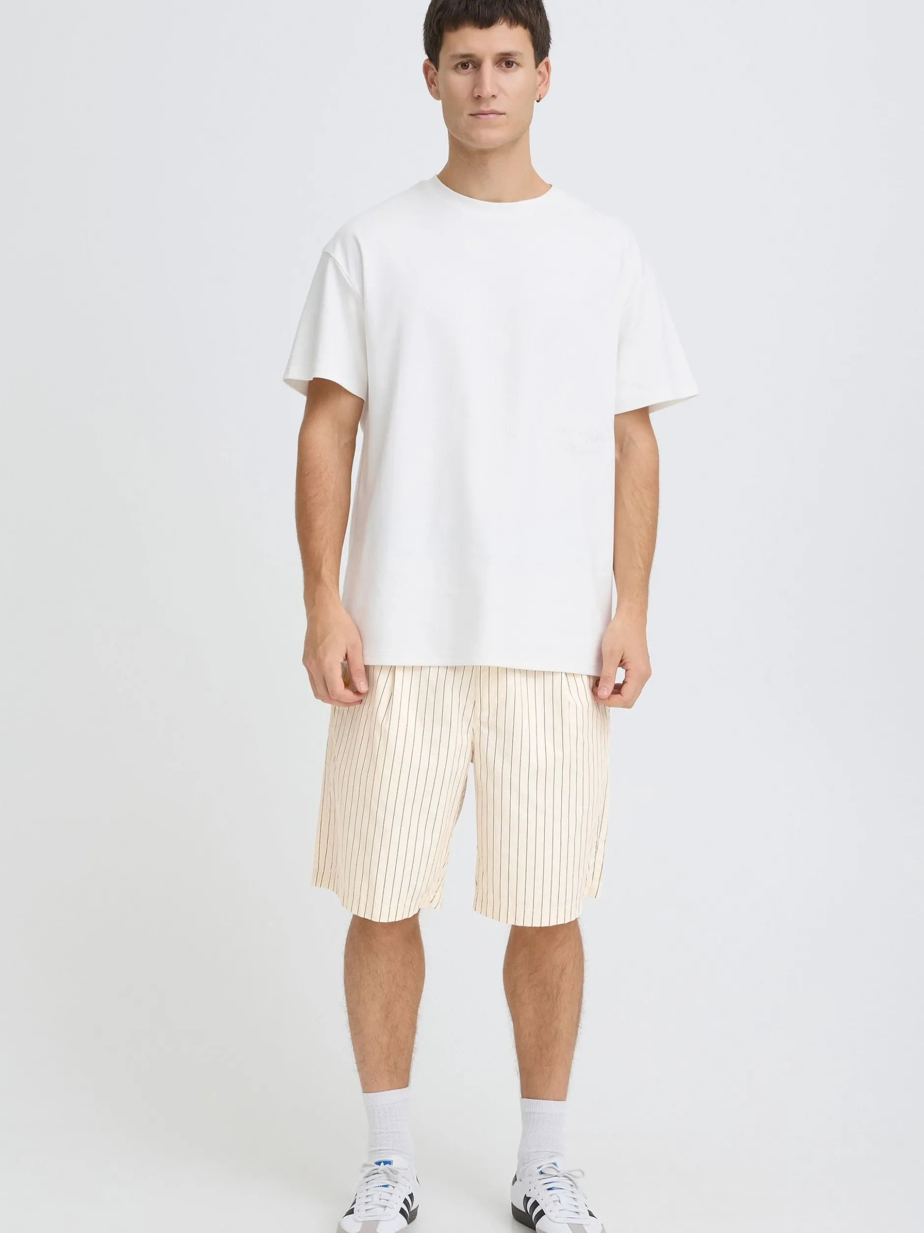 Solid Herren Chinoshorts - SDAlann Striped in beige