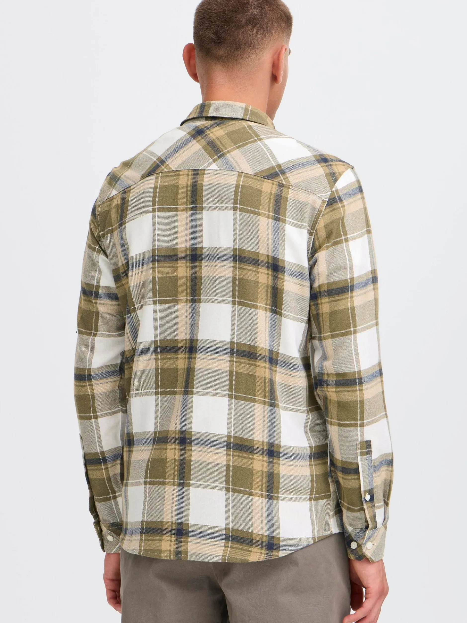 Solid Herren Flanellhemd - SDChris in oliv