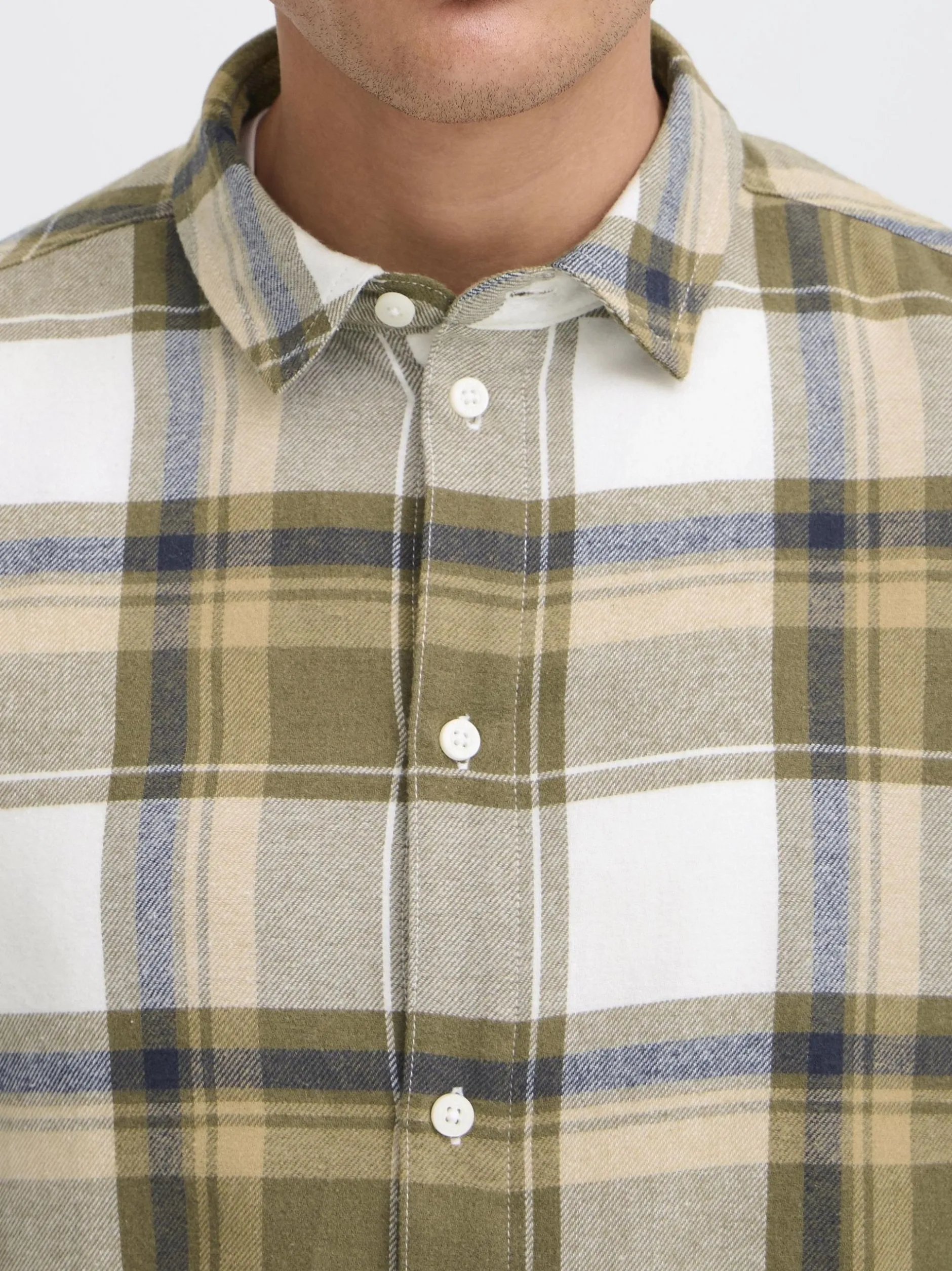 Solid Herren Flanellhemd - SDChris in oliv
