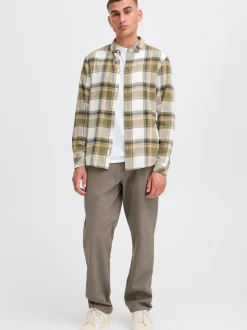 Solid Herren Flanellhemd - SDChris in oliv
