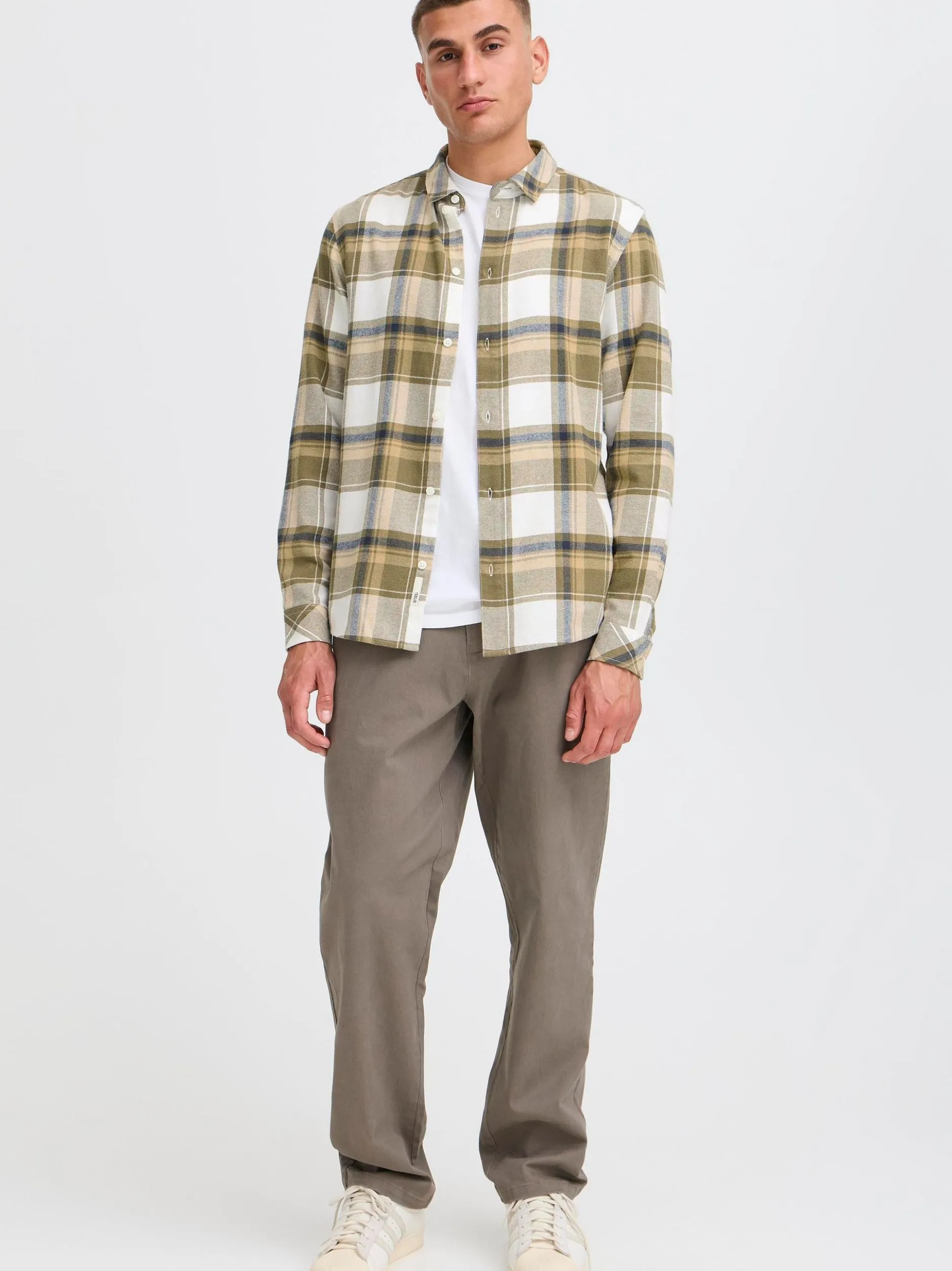 Solid Herren Flanellhemd - SDChris in oliv