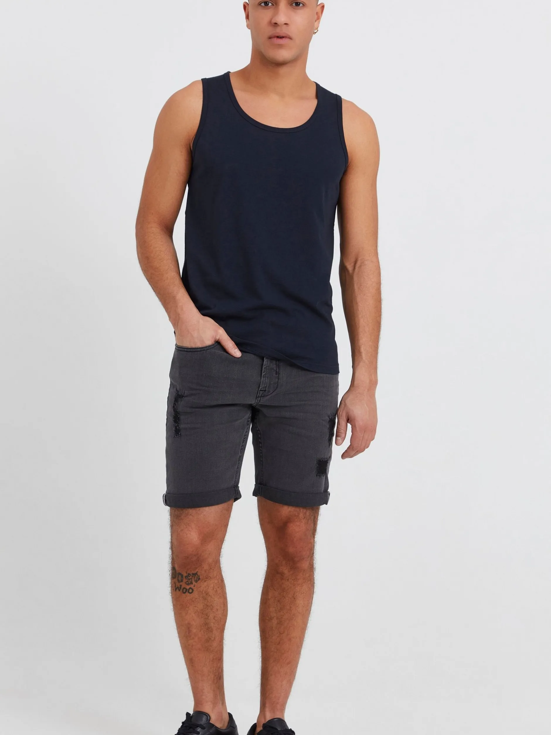 Solid Herren Jeansshorts - SDNoyton in grau