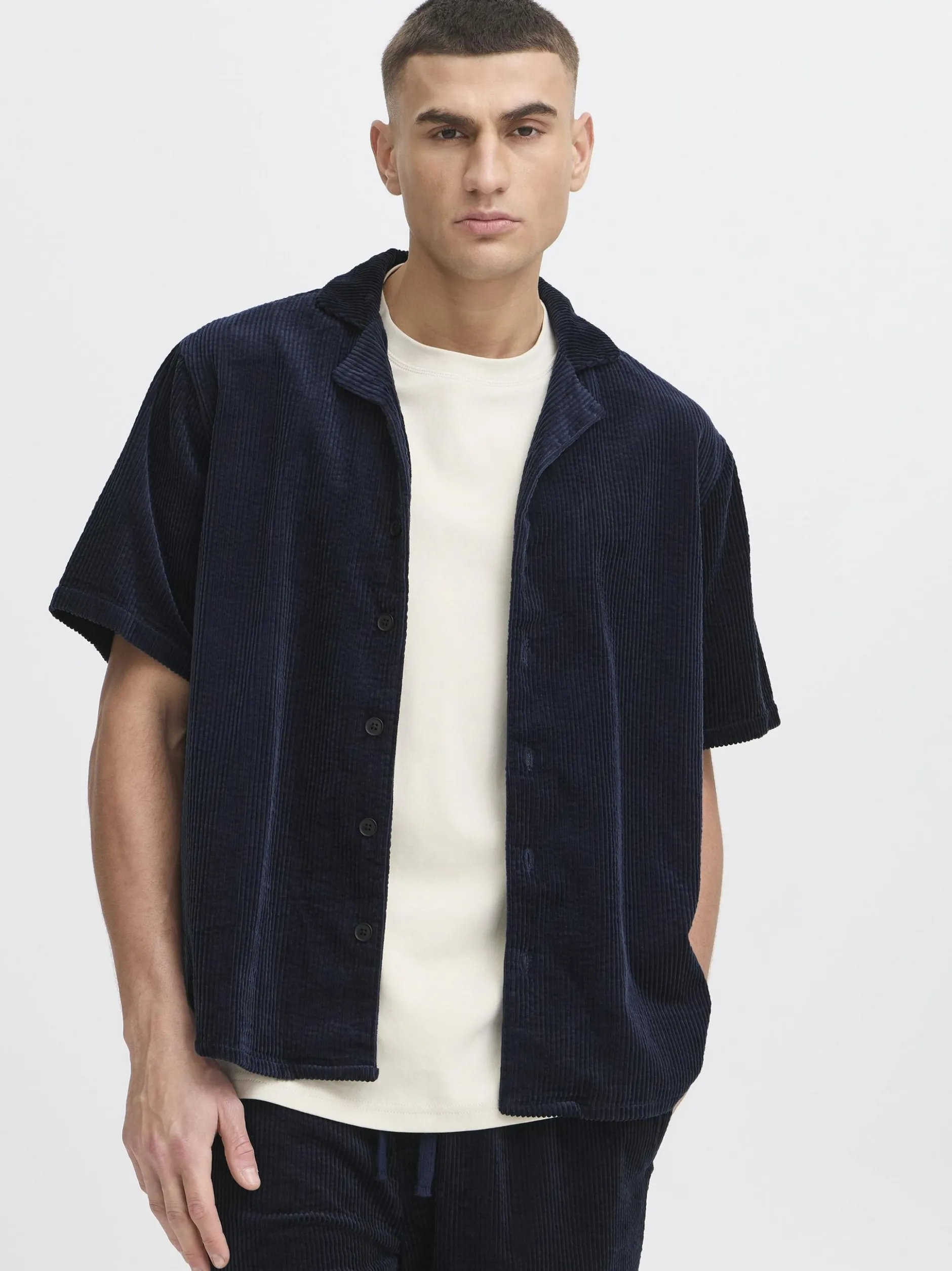 Solid Herren Kurzarmhemd - SDOban in blau