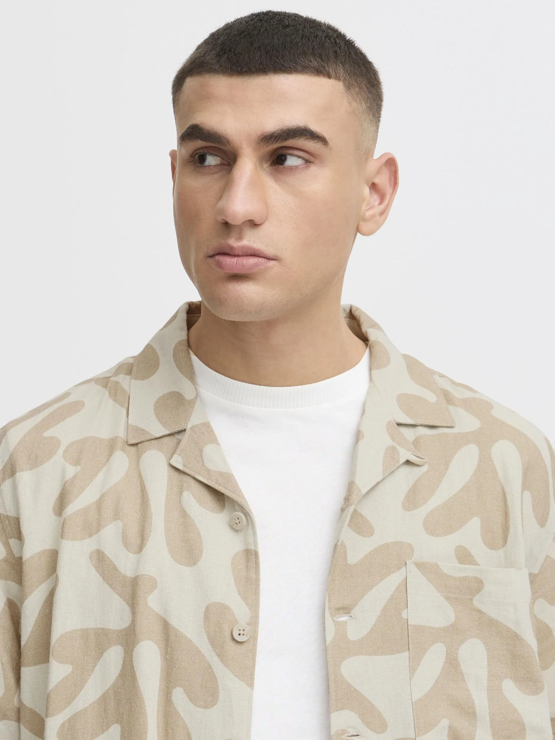 Solid Herren Kurzarmhemd - SDOlavi in beige