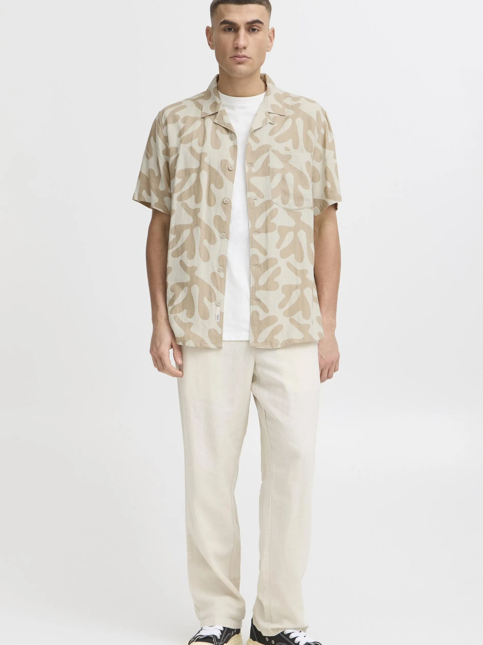 Solid Herren Kurzarmhemd - SDOlavi in beige