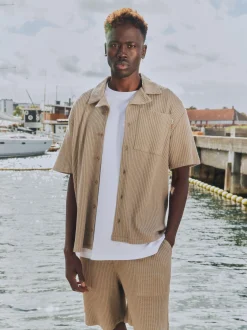 Solid Herren Kurzarmhemd - SDUtley in beige
