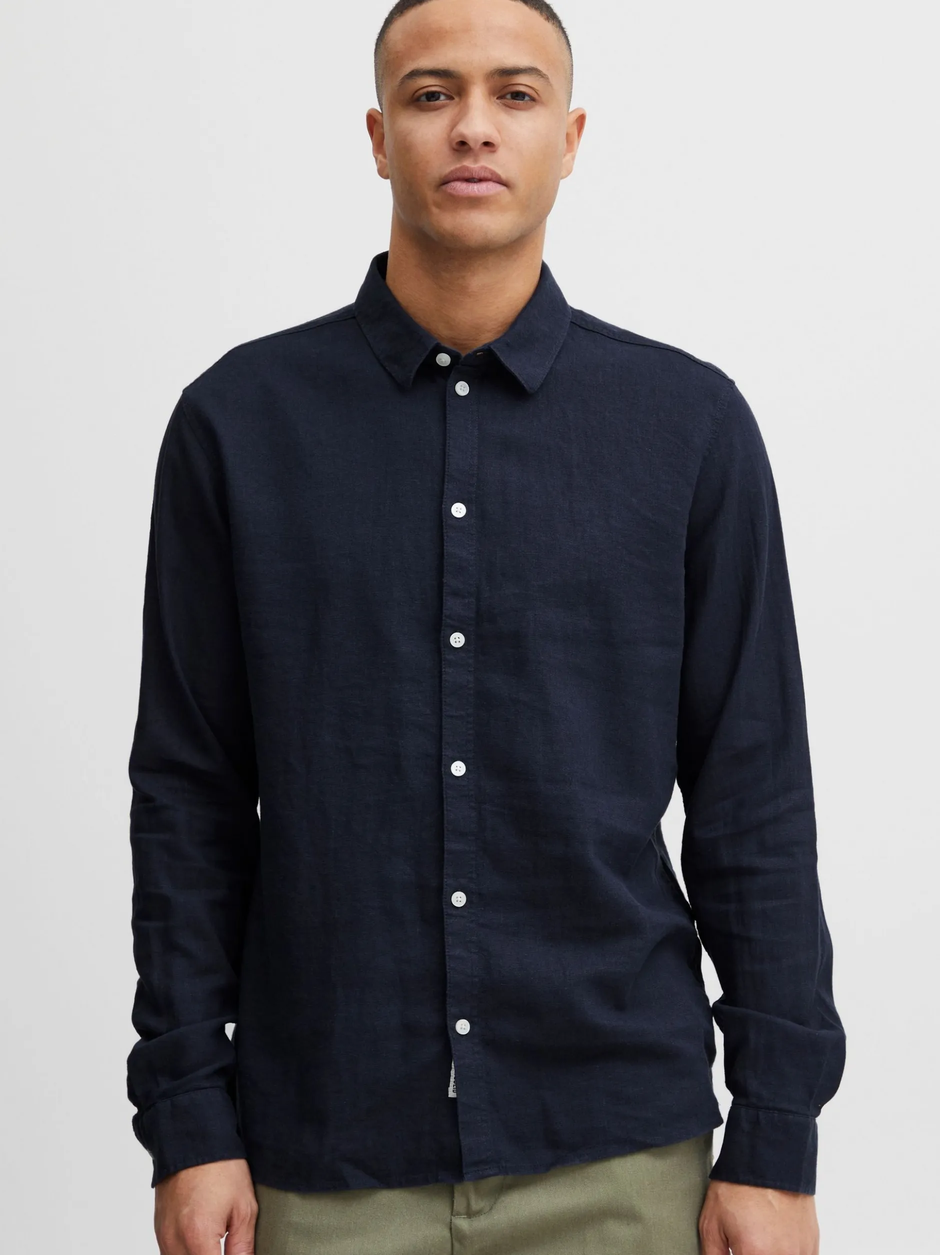 Solid Herren Langarmhemd - SDEnea in blau