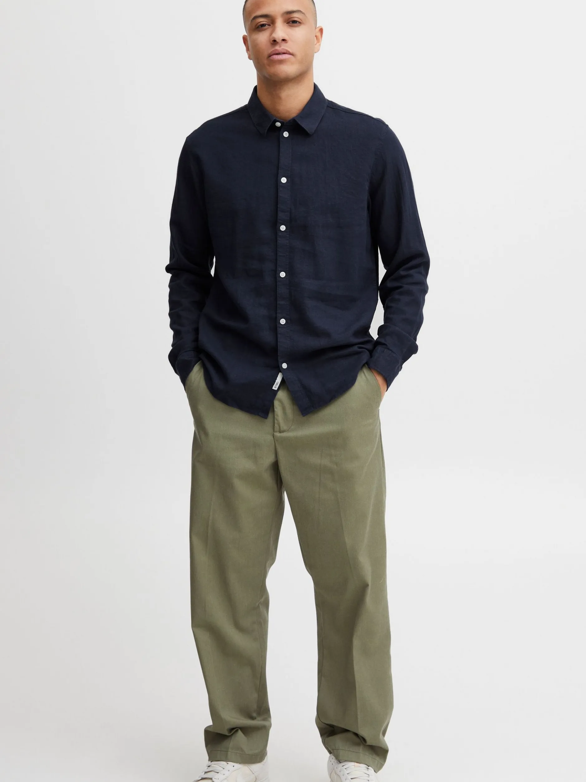 Solid Herren Langarmhemd - SDEnea in blau