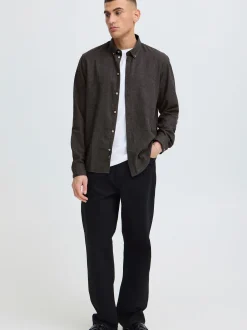 Solid Herren Langarmhemd - SDPepe in schwarz