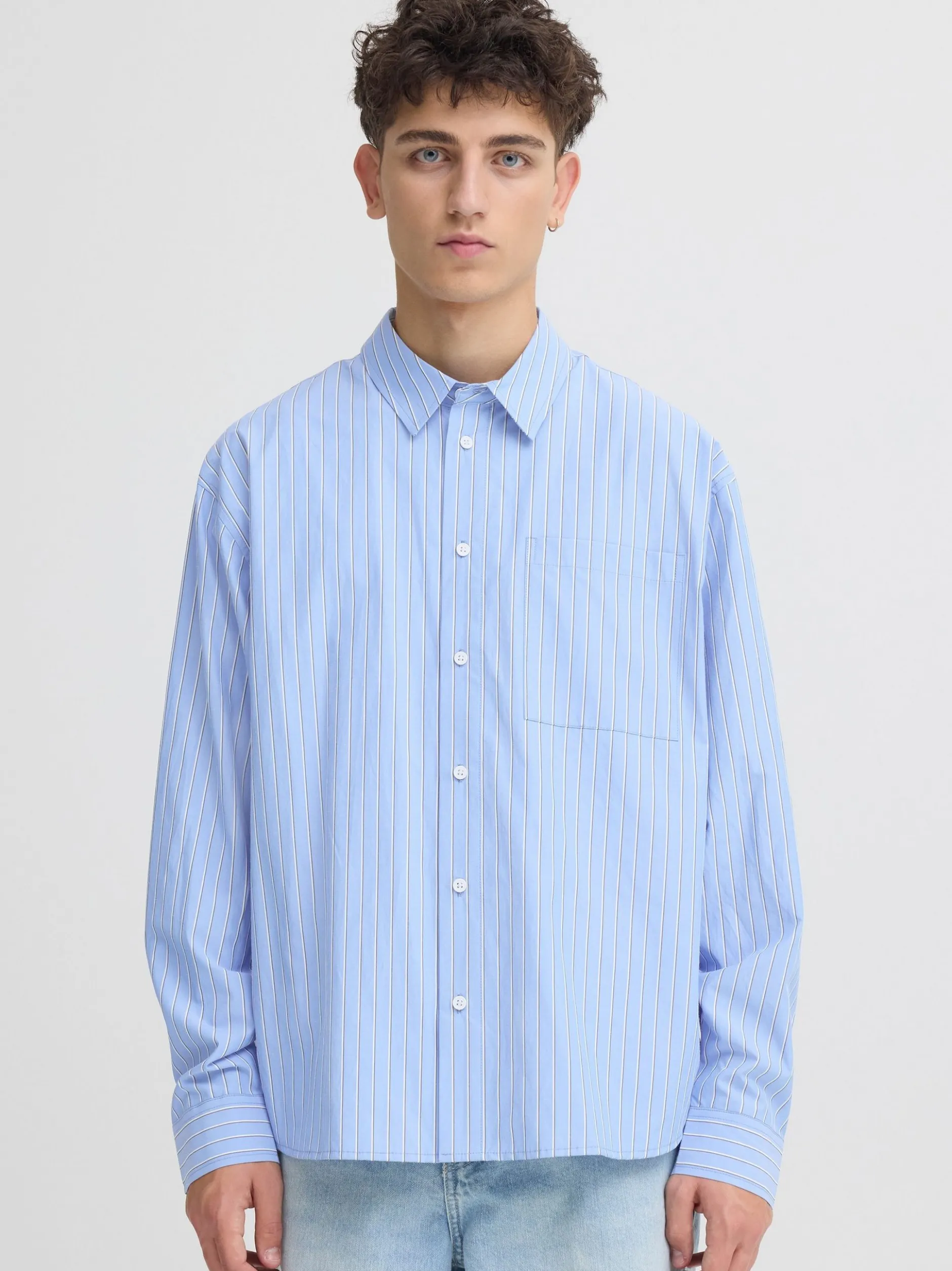 Solid Herren Langarmhemd - SDTucker in blau