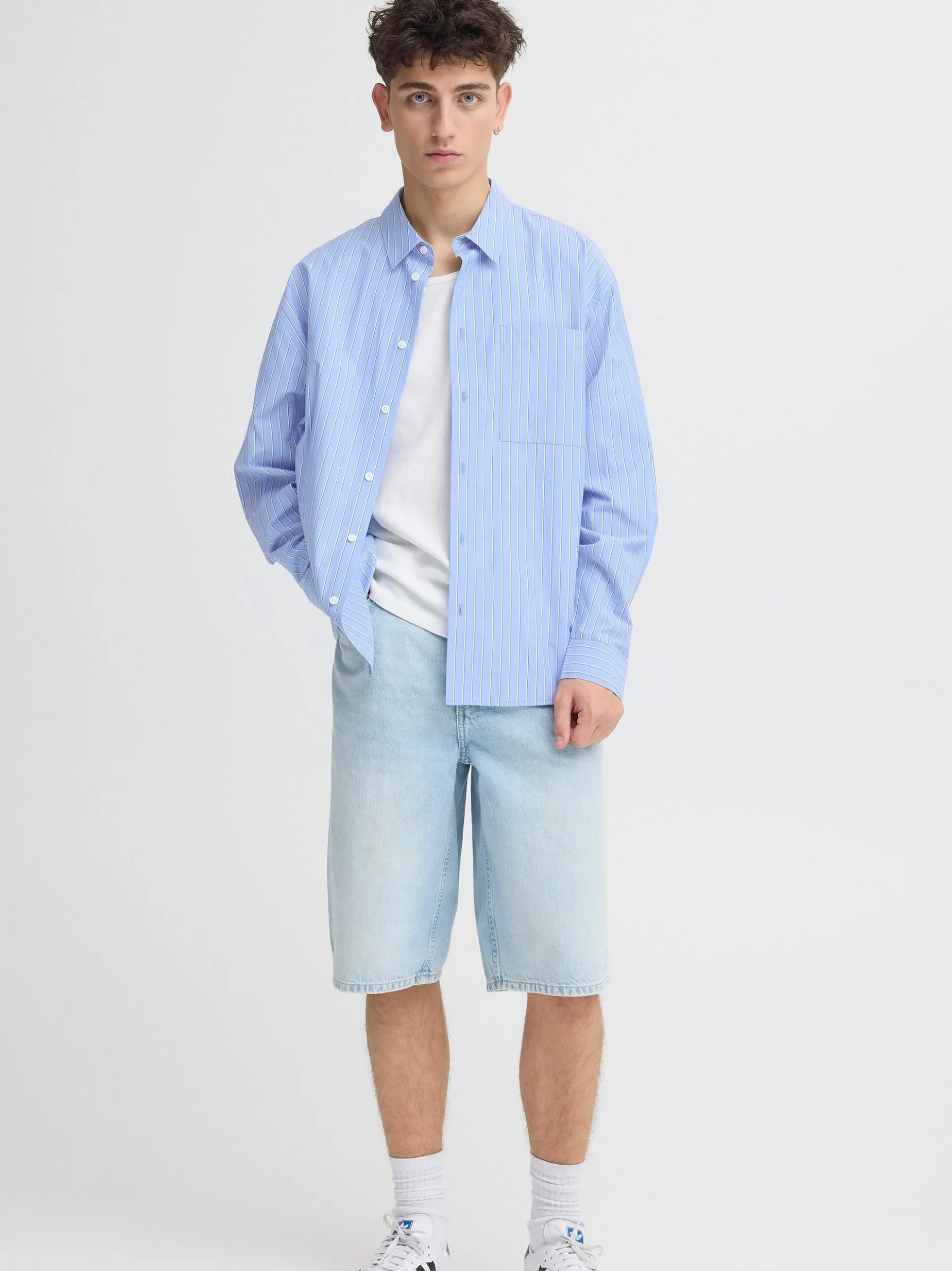 Solid Herren Langarmhemd - SDTucker in blau