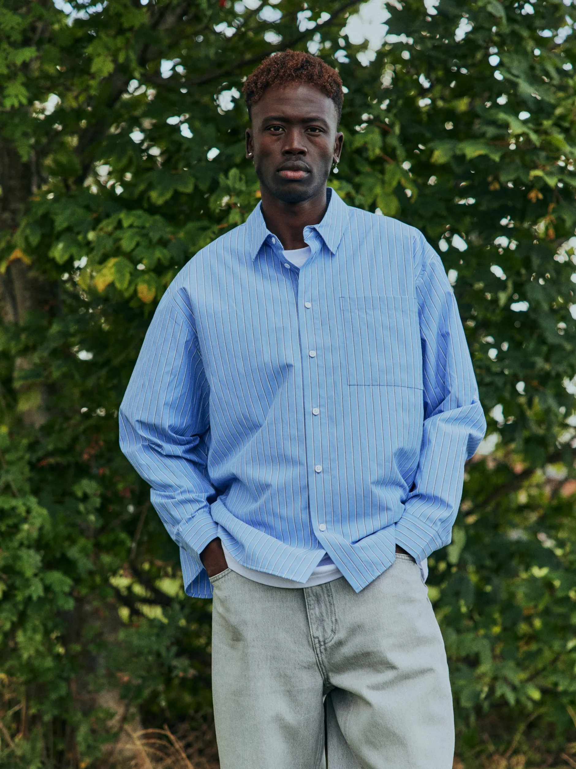 Solid Herren Langarmhemd - SDTucker in blau