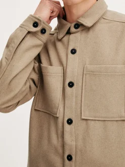 Solid Herren Langarmhemd - SDTam in beige
