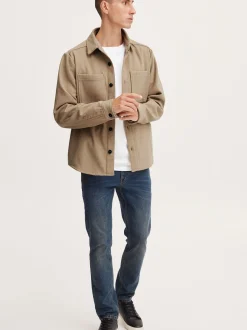 Solid Herren Langarmhemd - SDTam in beige