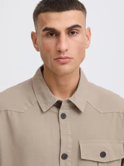 Solid Herren Langarmhemd - SDUgden in beige