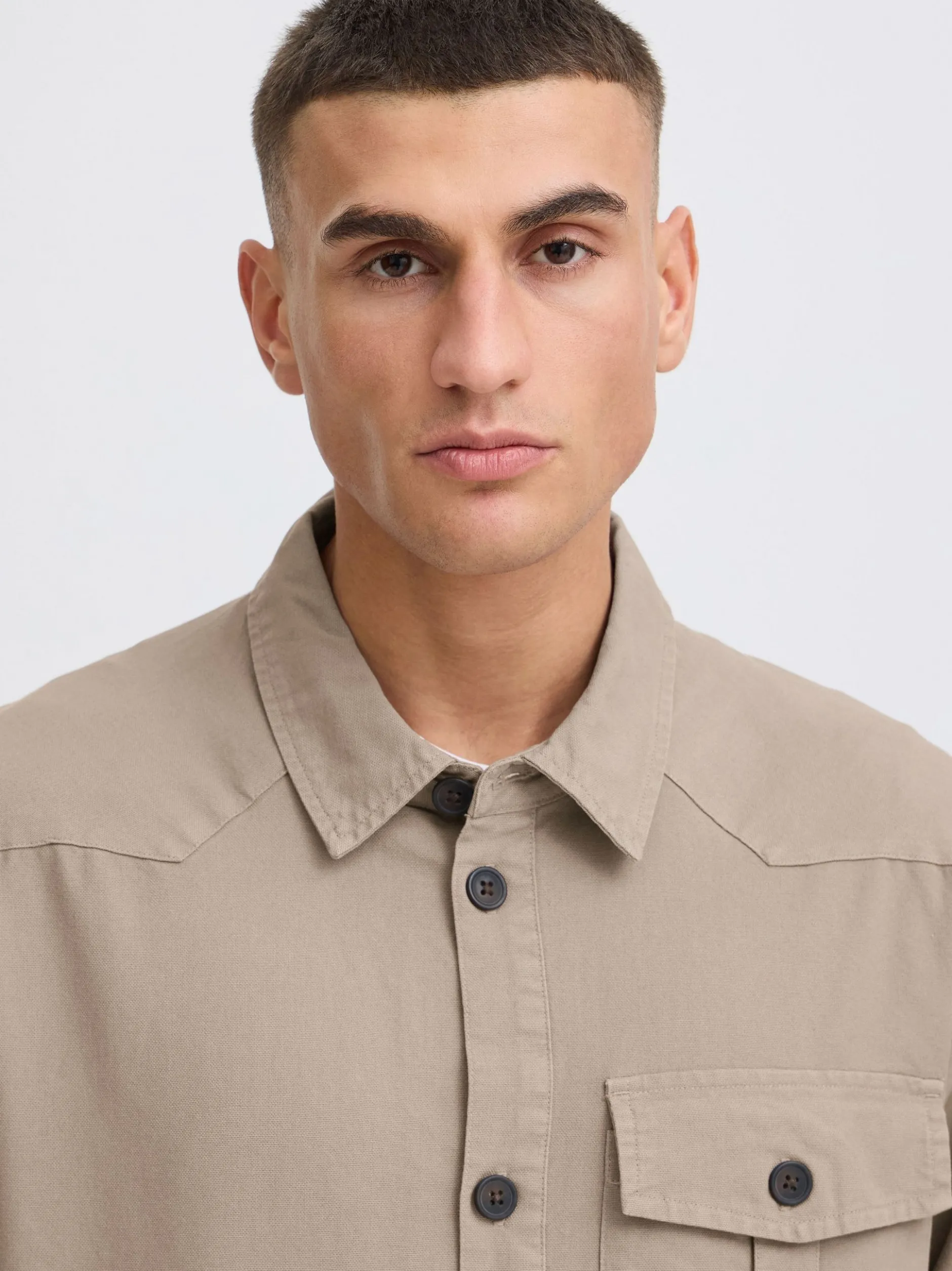Solid Herren Langarmhemd - SDUgden in beige