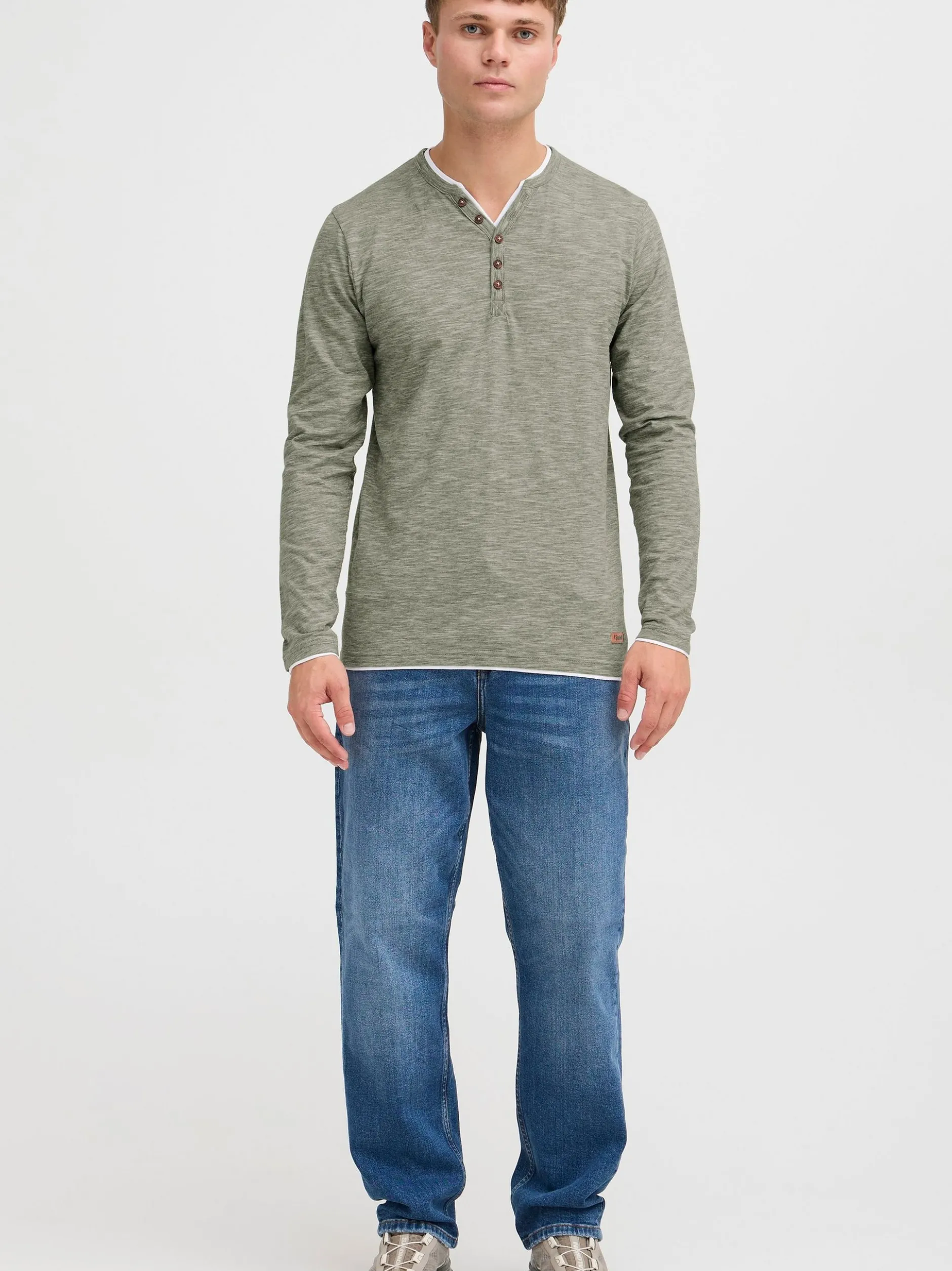 Solid Herren Langarmshirt - SDBelagos in oliv
