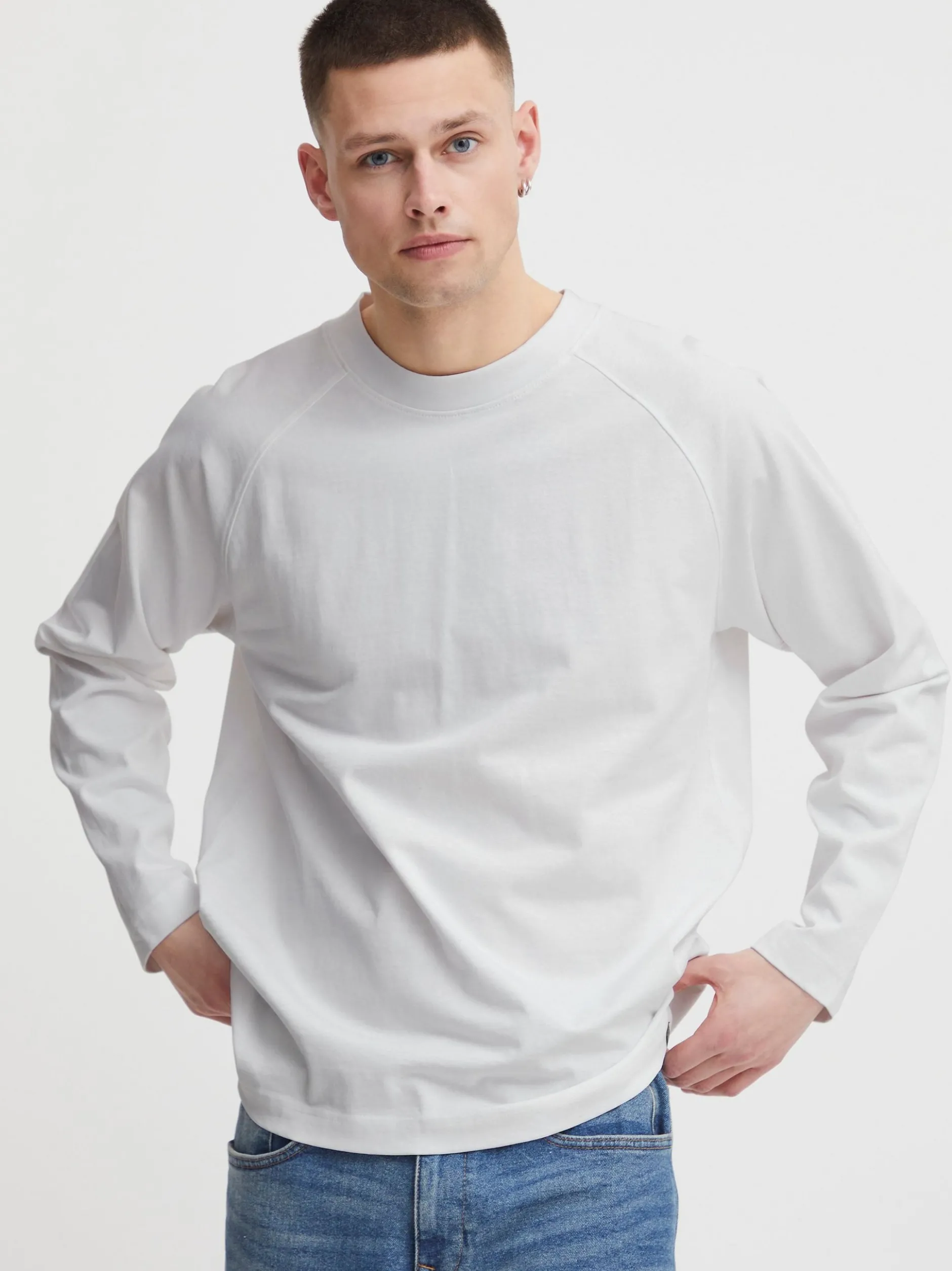 Solid Herren Langarmshirt - SDEyado in weiß