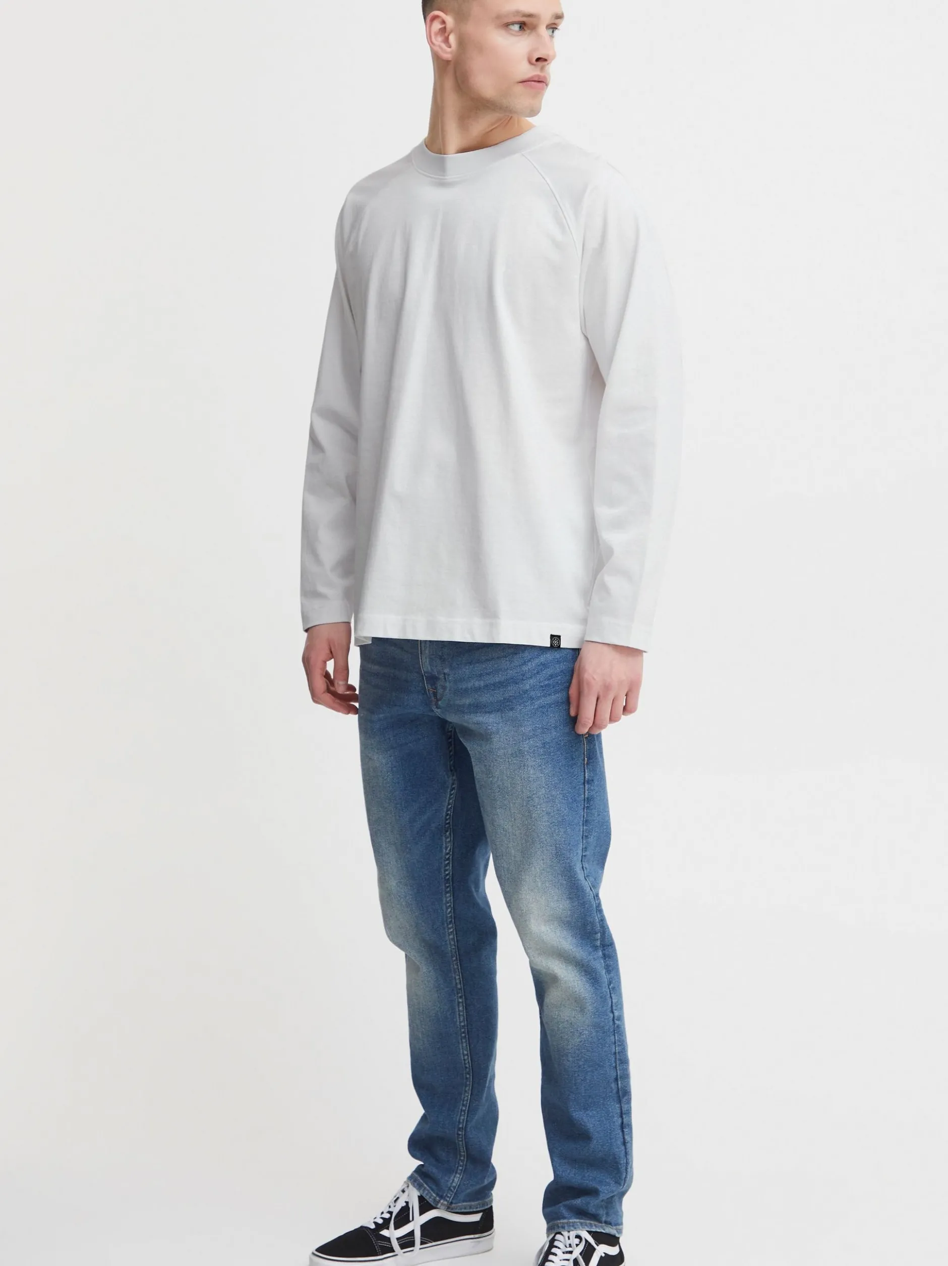 Solid Herren Langarmshirt - SDEyado in weiß